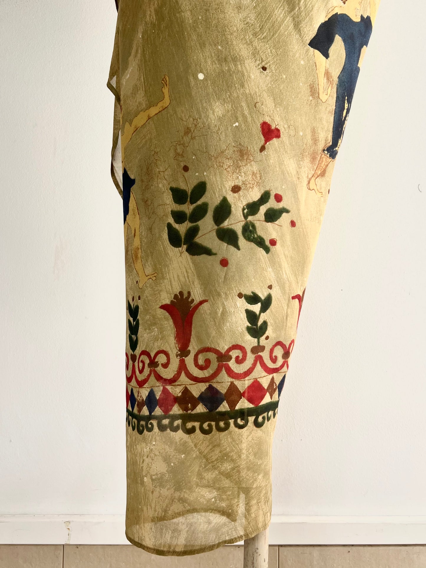 romeo gigli sarong style mural print skirt, s/s 1994