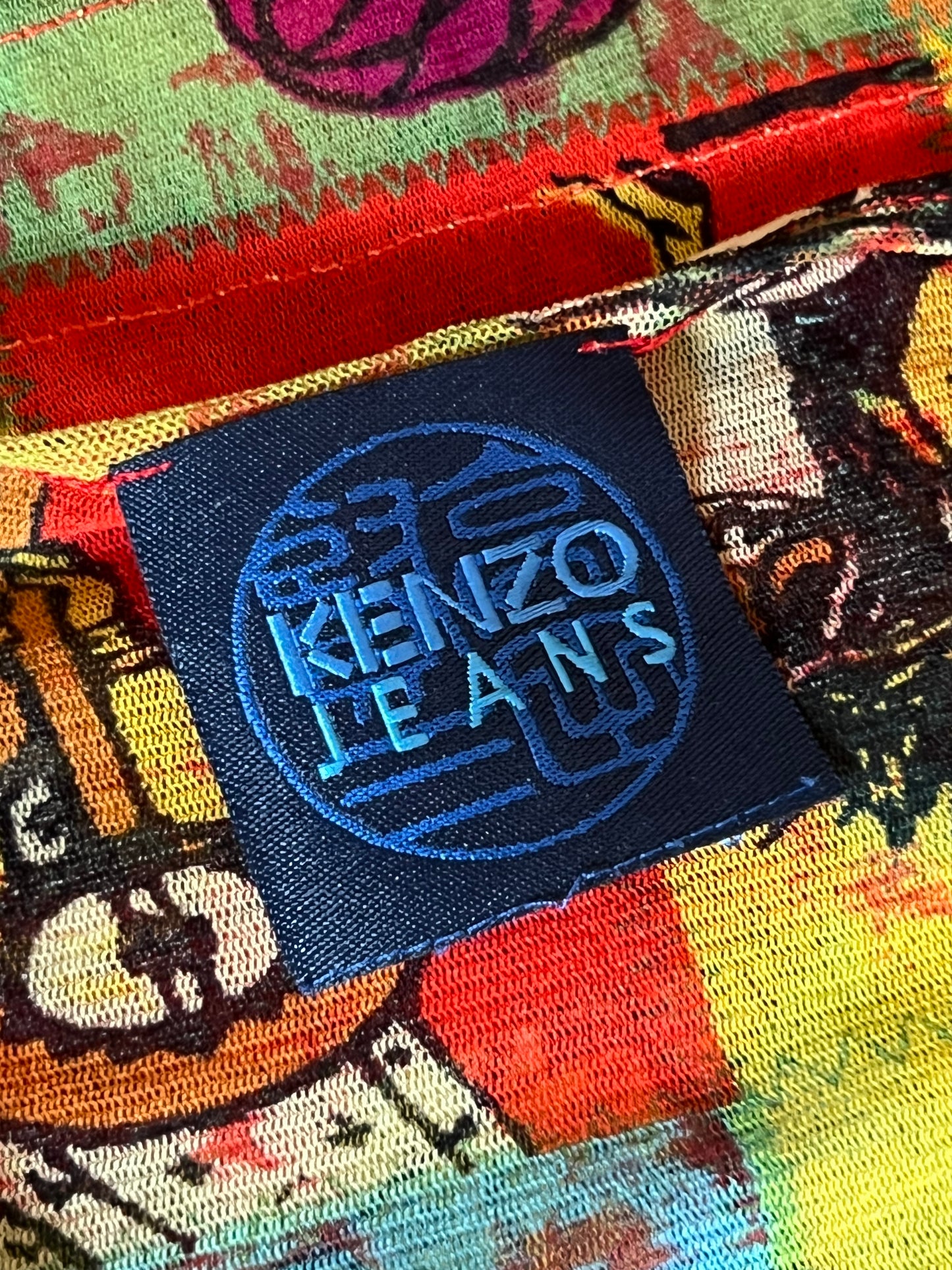 kenzo multicolor printed mesh top, 2000s
