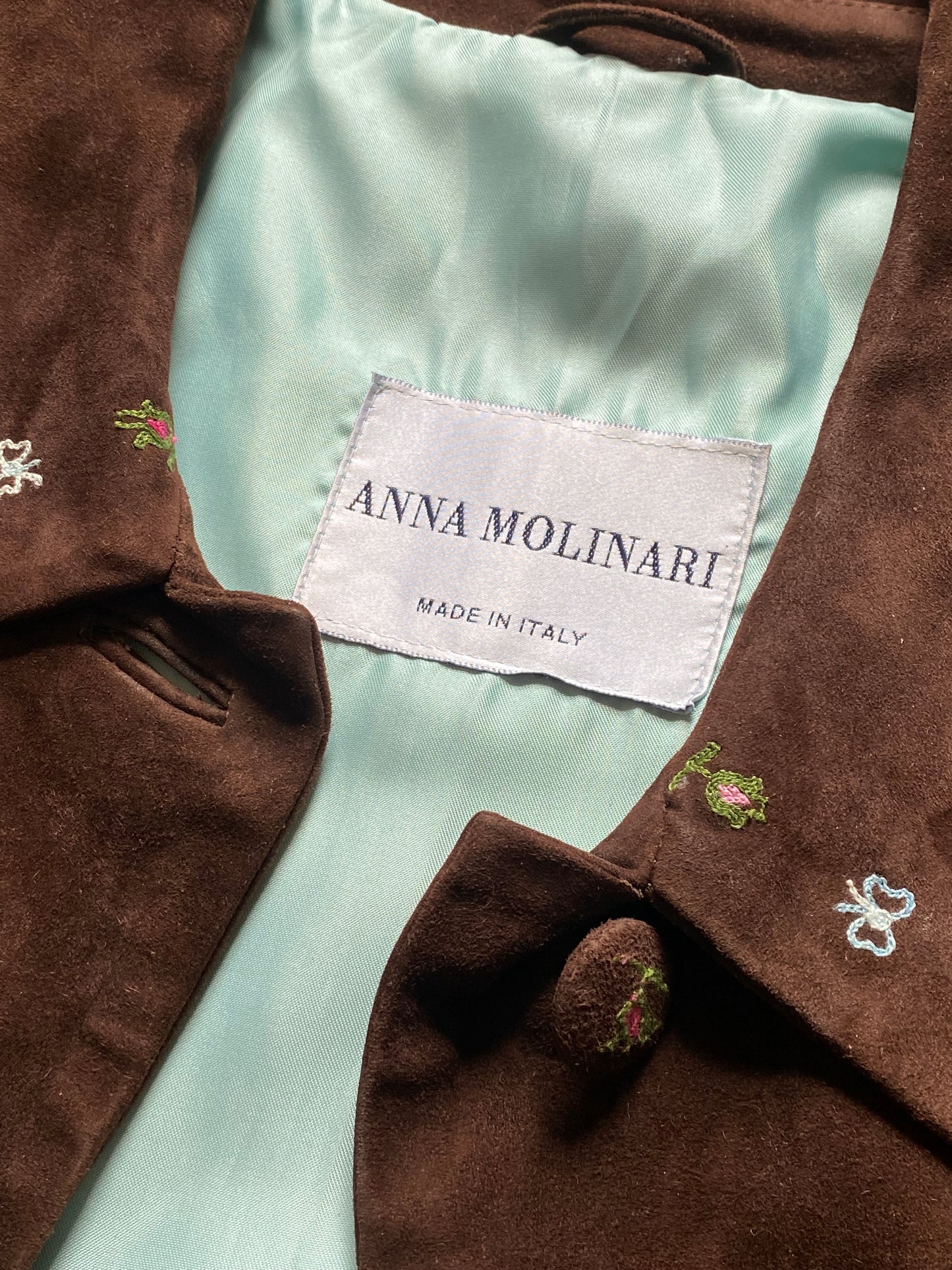 anna molinari (blumarine) embroidered suede jacket, a/w 1995