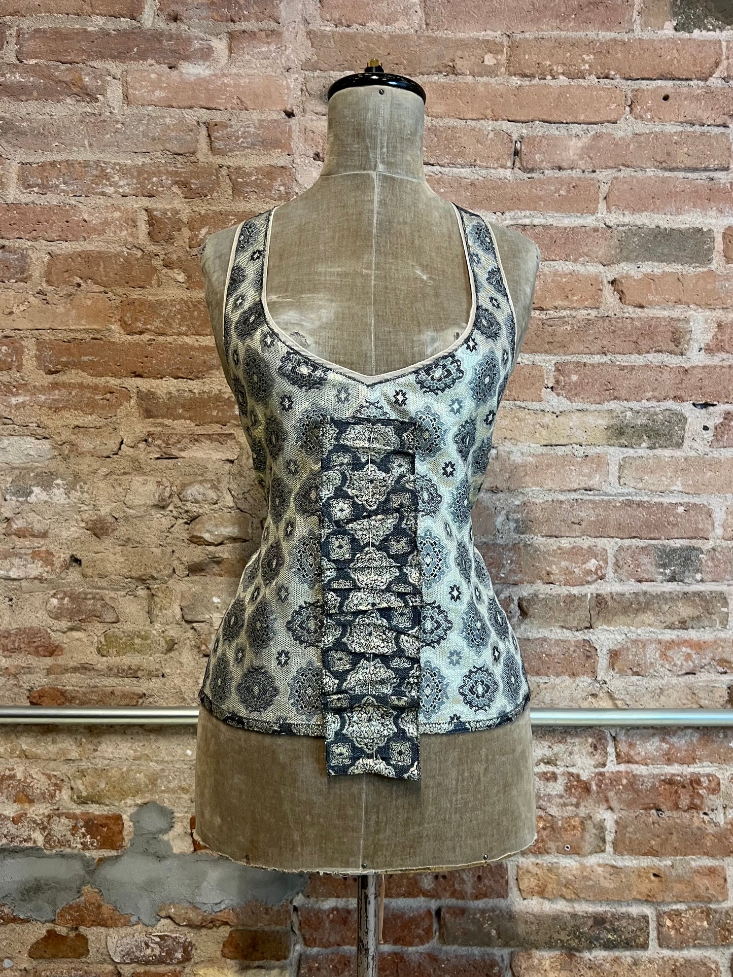 prada backless brocade gilet, s/s 2002