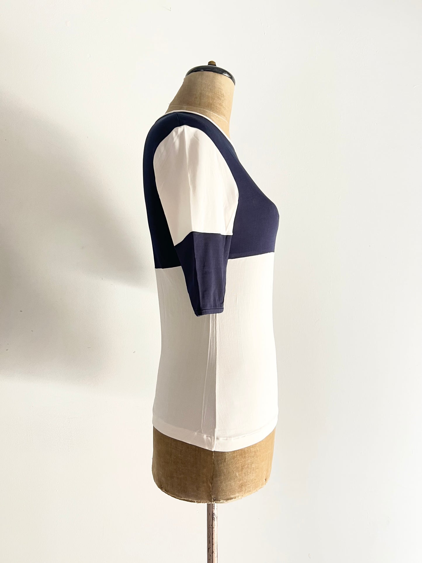 mugler patchwork 3/4 length sleeve top, 2000s