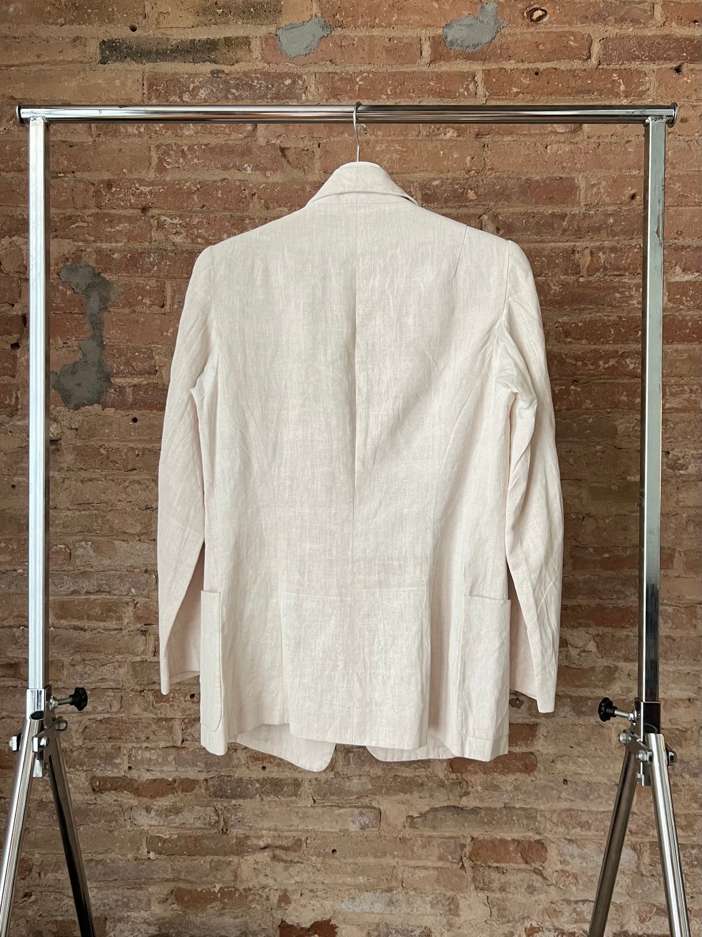 ann demeulemeester painted linen shawl collared jacket, s/s 1999