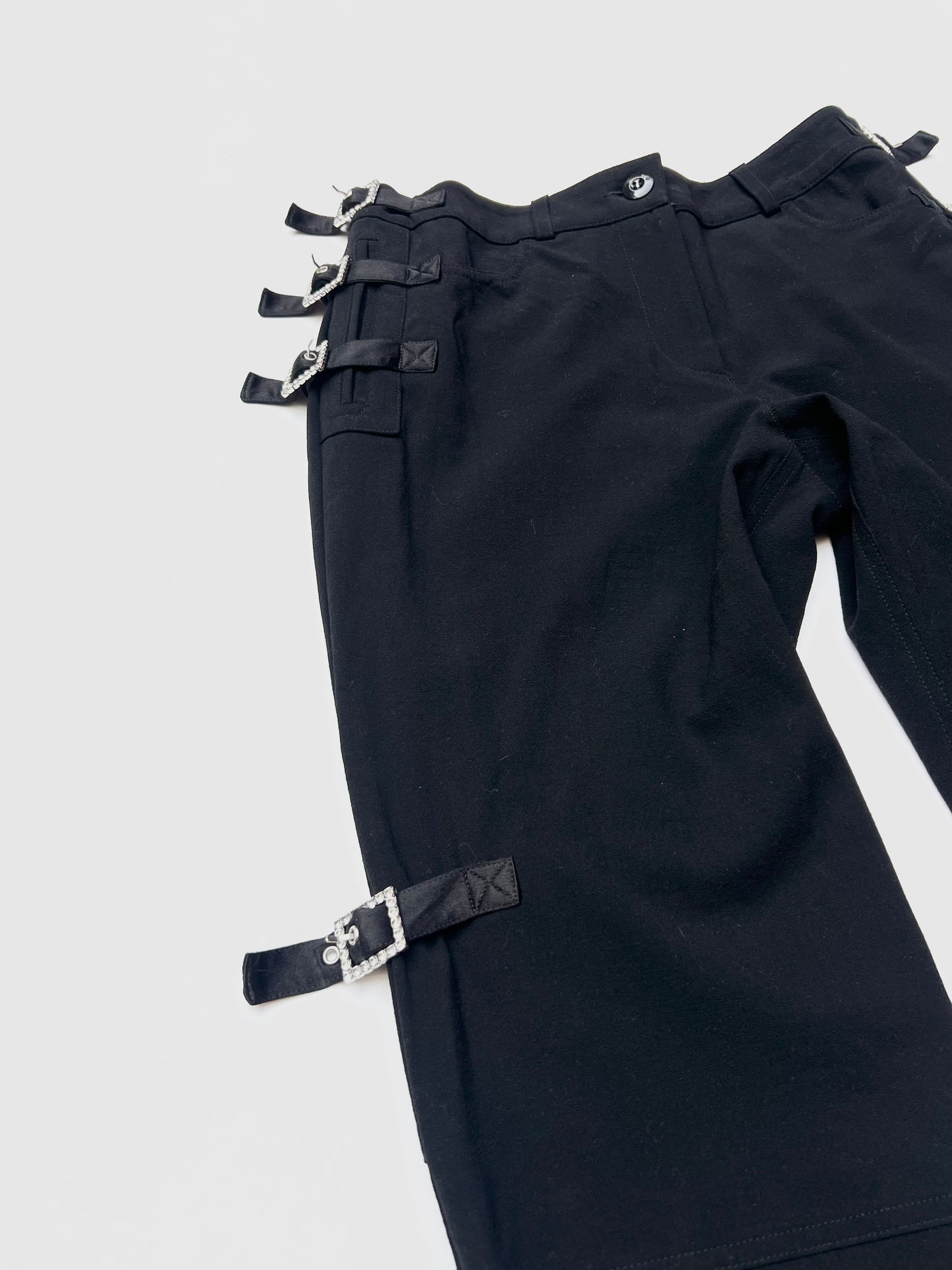 john galliano pavé crystal buckle bondage cargos, s/s 2003
