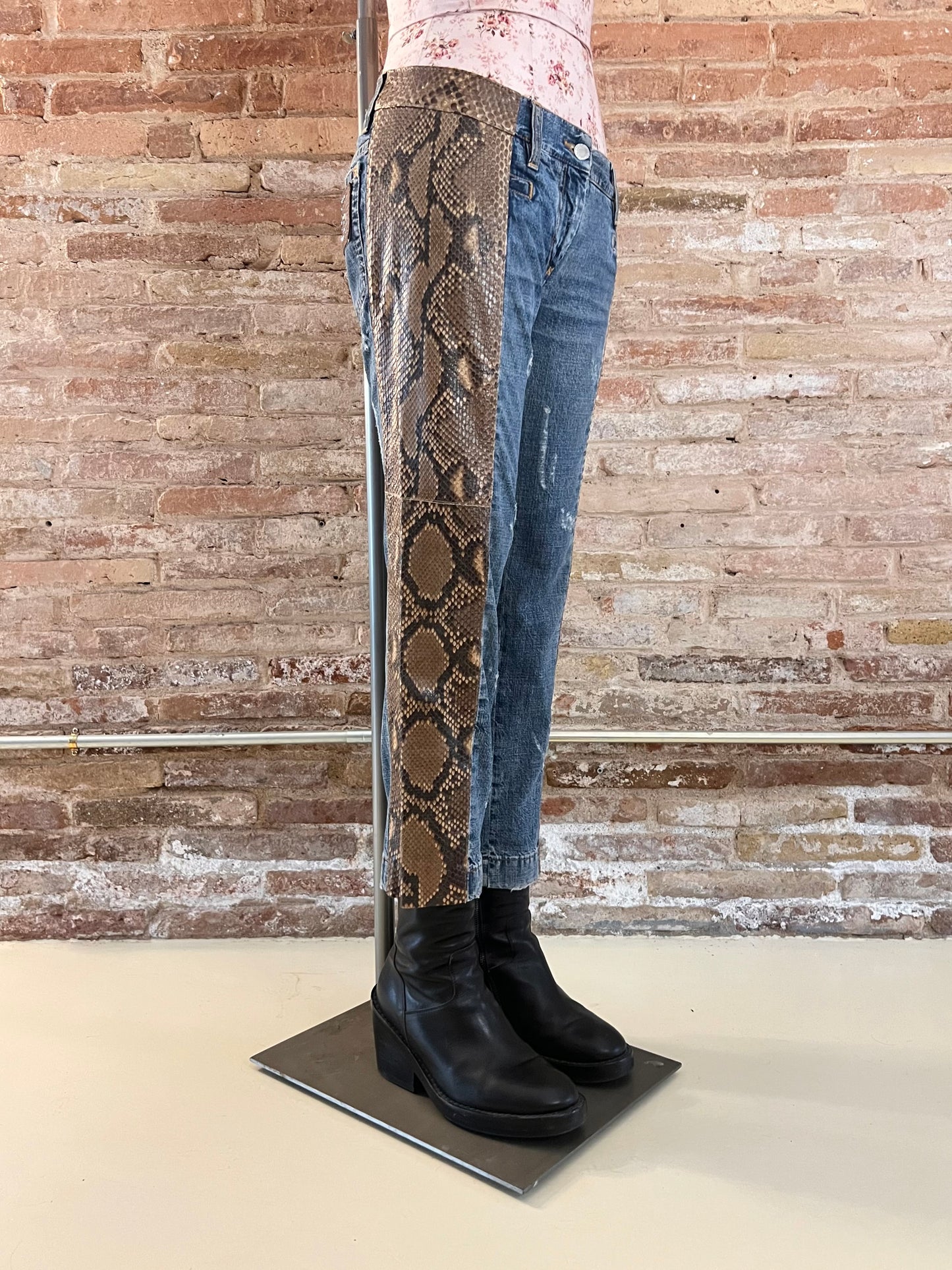 dolce & gabbana genuine python and denim trousers, s/s 2005