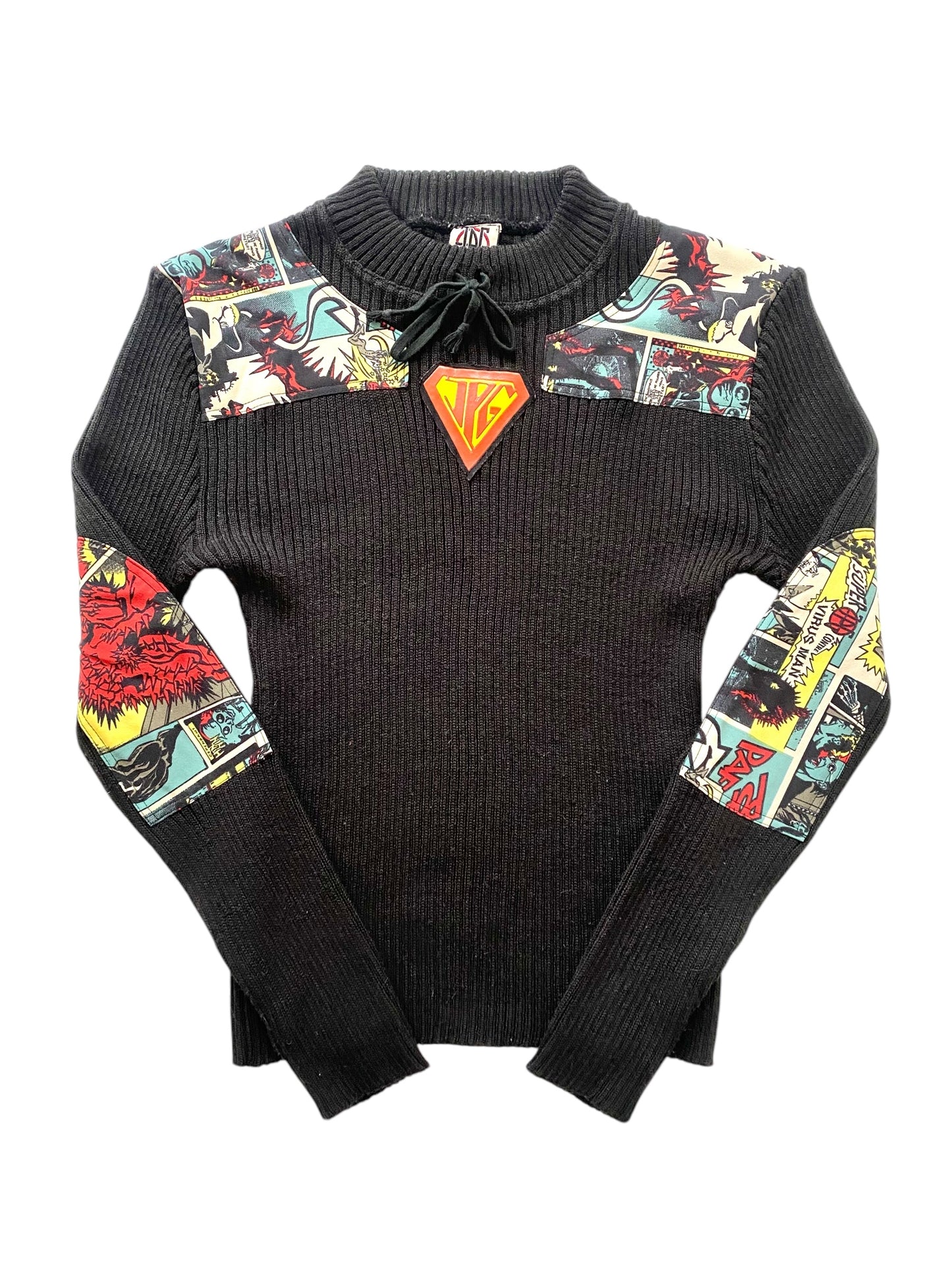 jean-paul gaultier comic print ribbed knit, a/w 1995