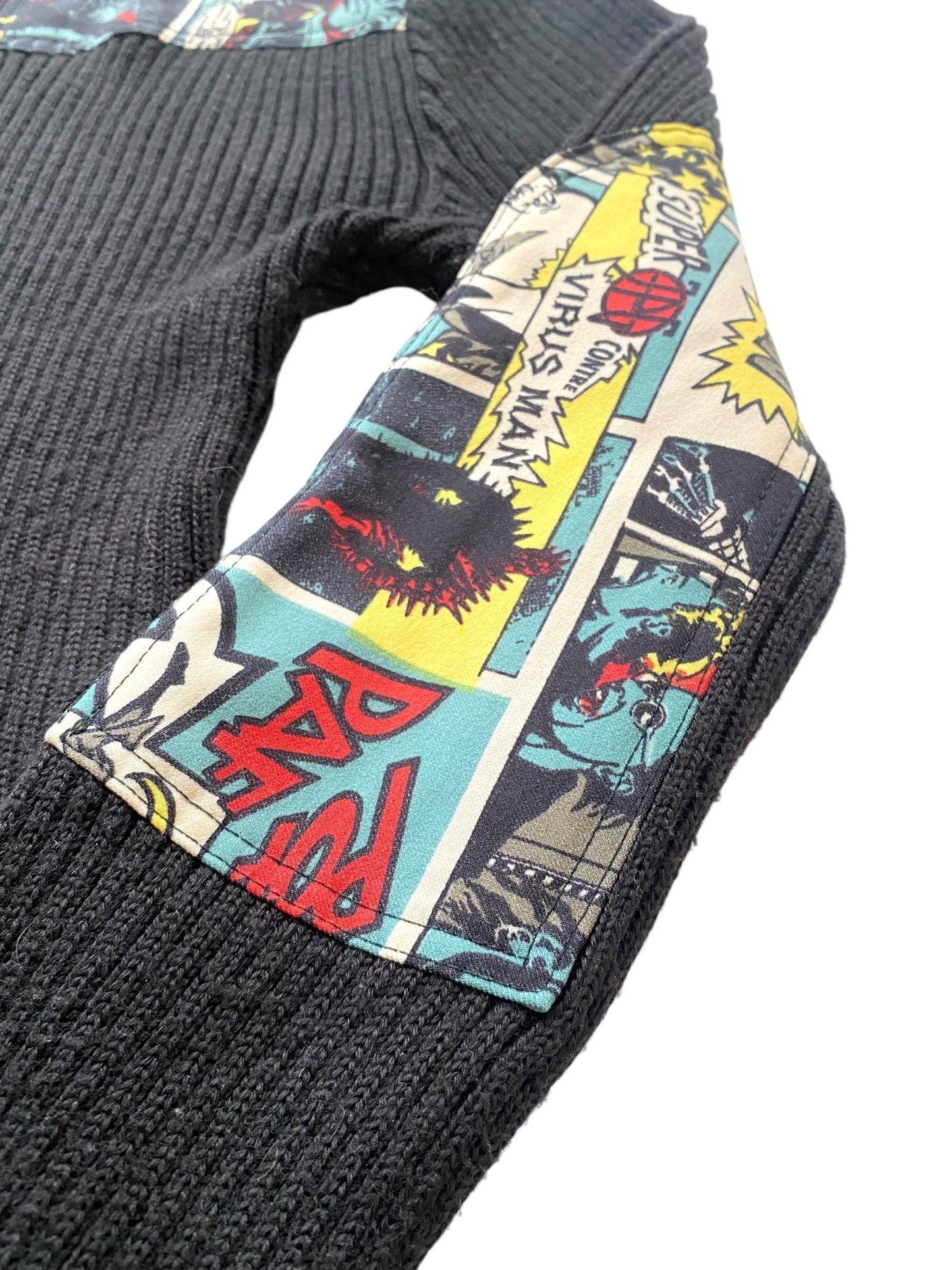 jean-paul gaultier comic print ribbed knit, a/w 1995
