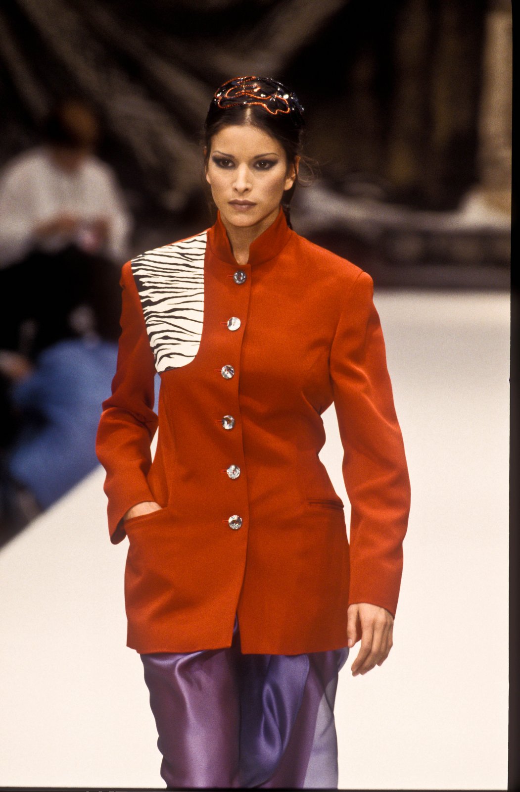 rifat ozbek zebra print trousers, a/w 1993