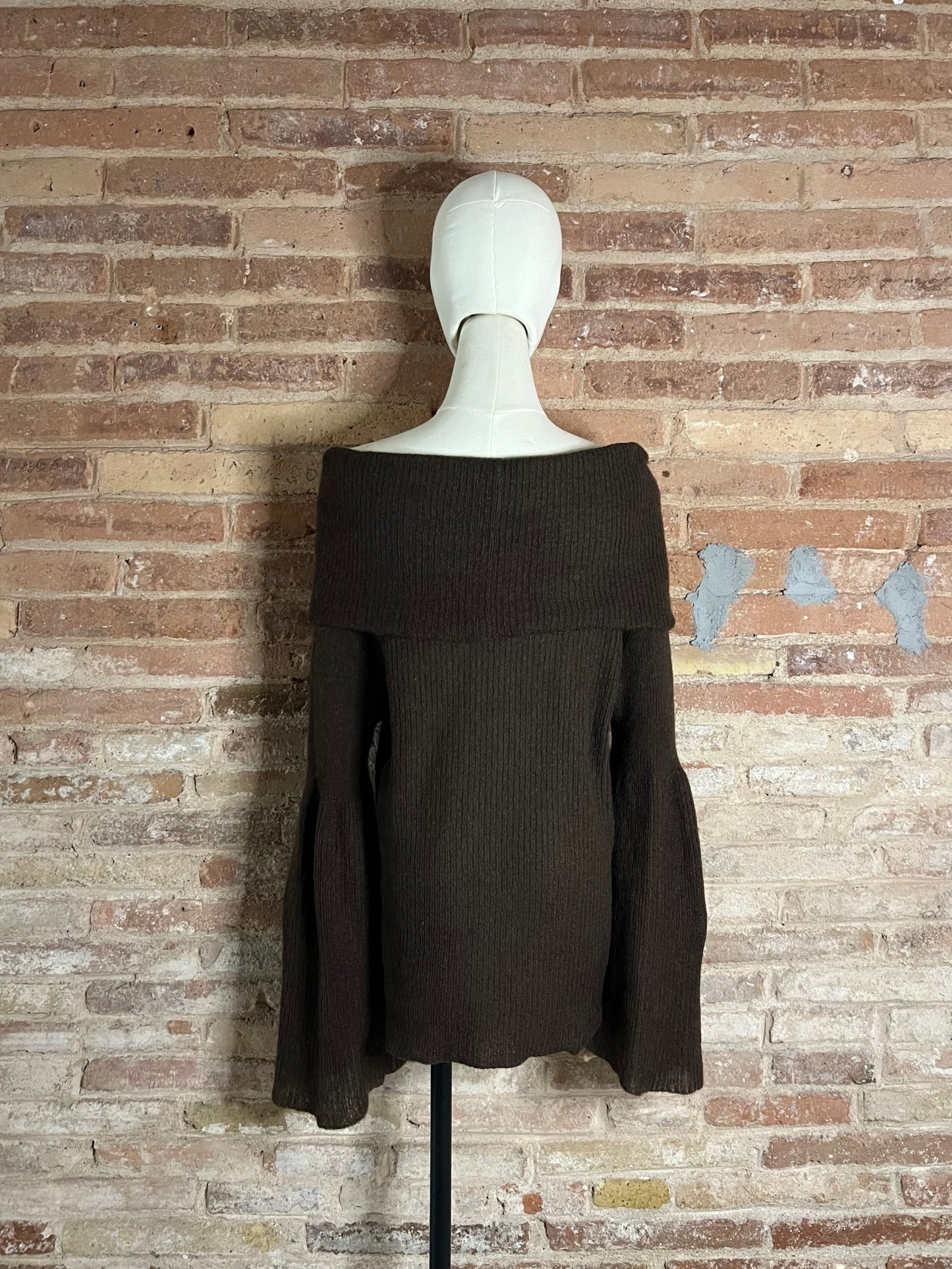 krizia off the shoulder knit with bell sleeves, a/w 1993
