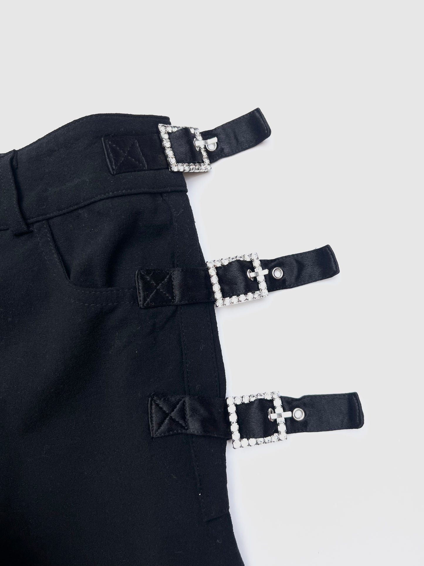 john galliano pavé crystal buckle bondage cargos, s/s 2003