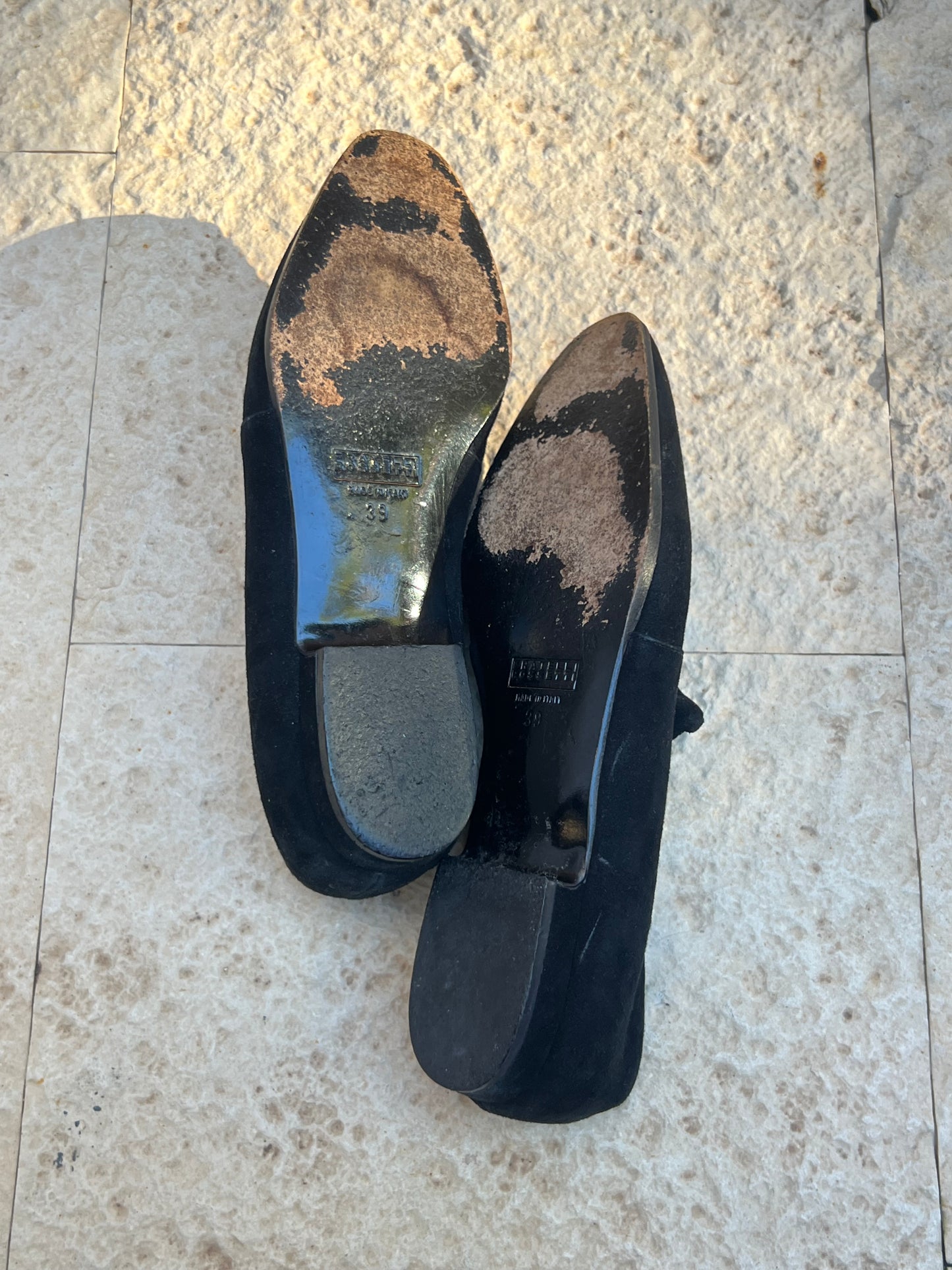 vintage gigli-inspired knotted suede loafers, 1980s