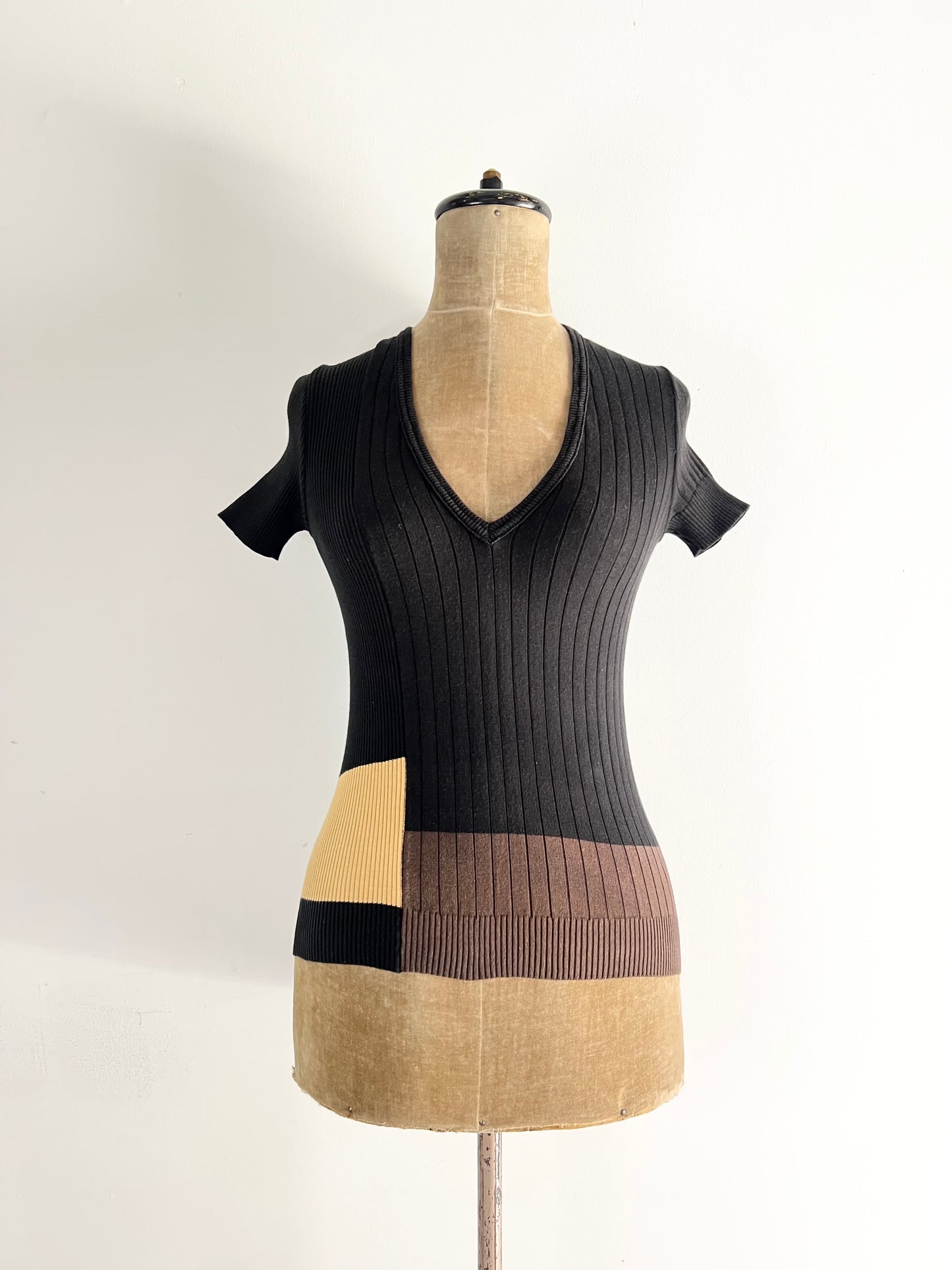 dirk bikkembergs color-blocked short sleeve knit, 1990s