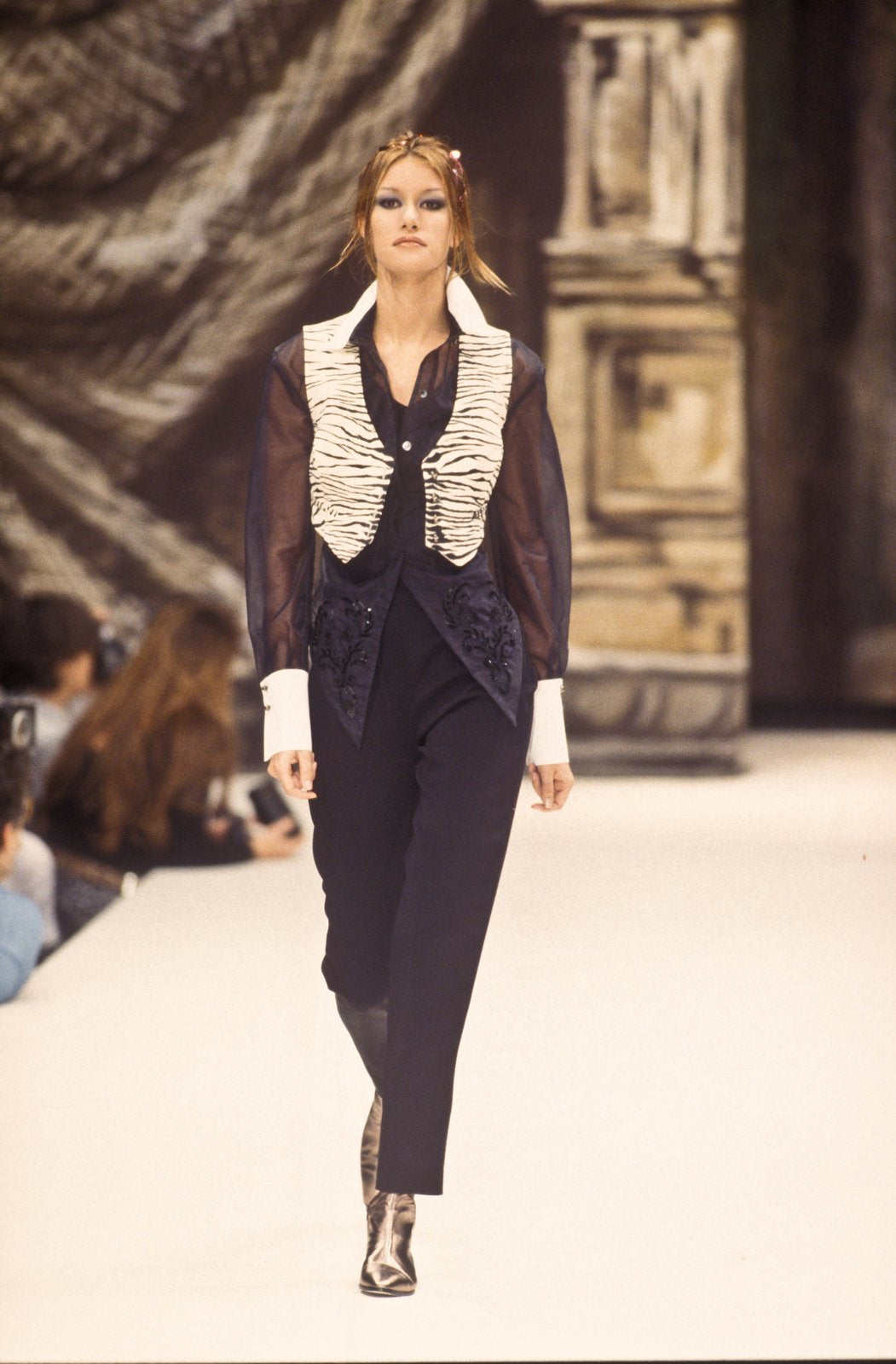 rifat ozbek zebra print trousers, a/w 1993