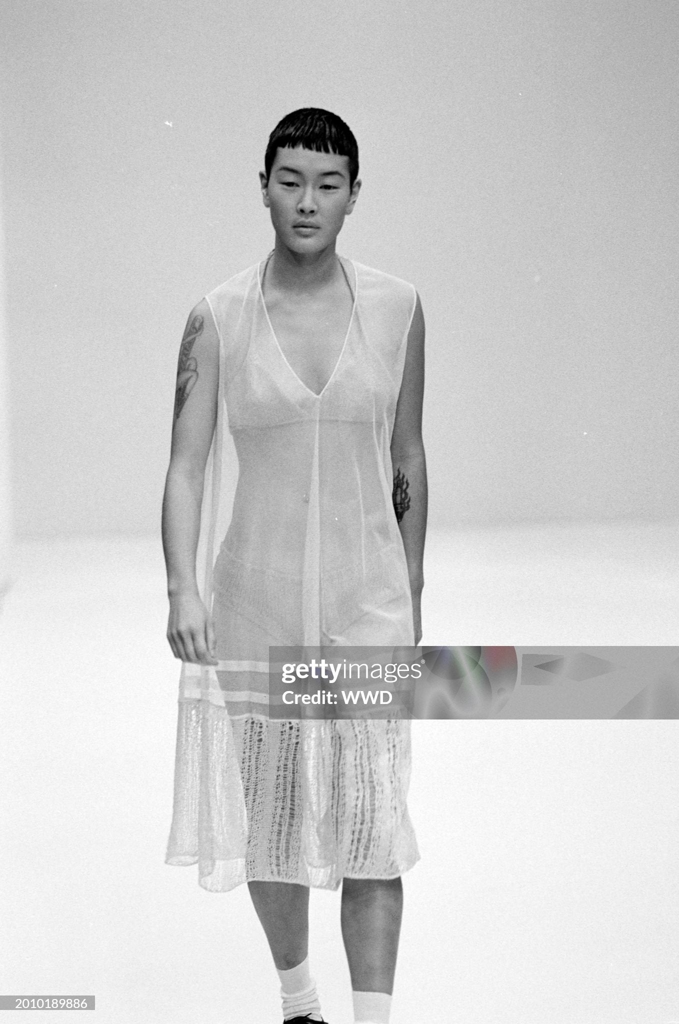 prada tulle and knit a-line dress, s/s 1994