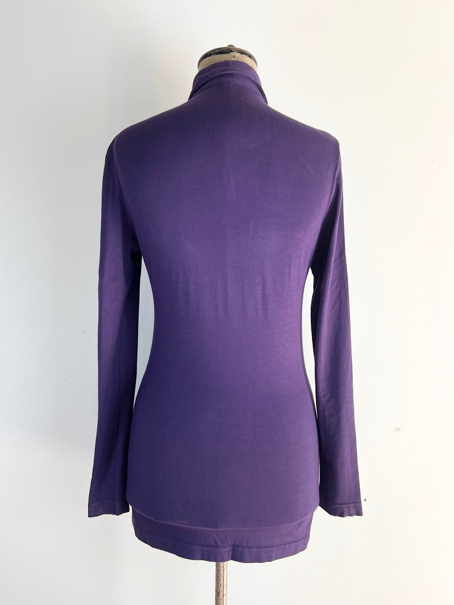 chantal thomass purple ruffled “bib” button up, 1990s