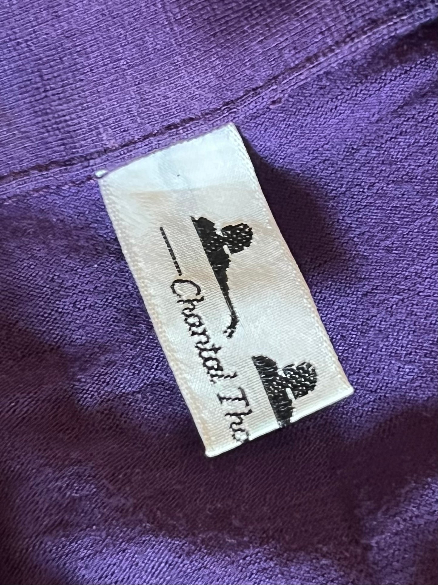chantal thomass purple ruffled “bib” button up, 1990s
