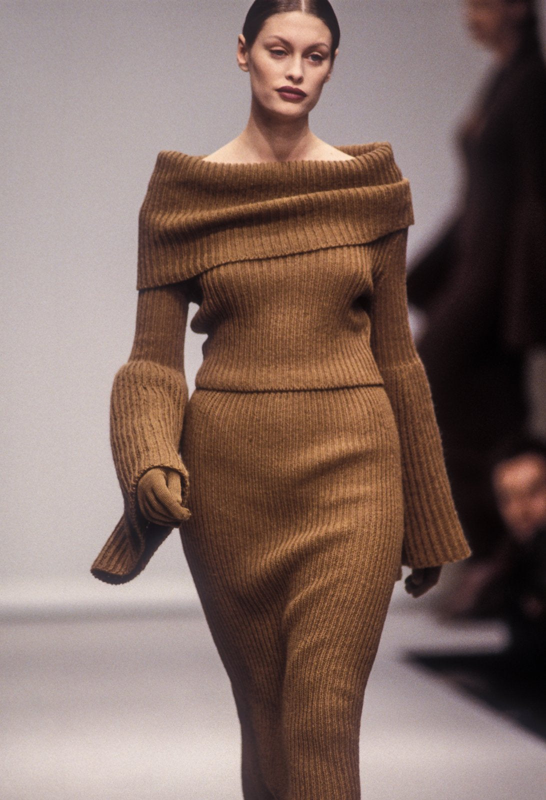 krizia off the shoulder knit with bell sleeves, a/w 1993