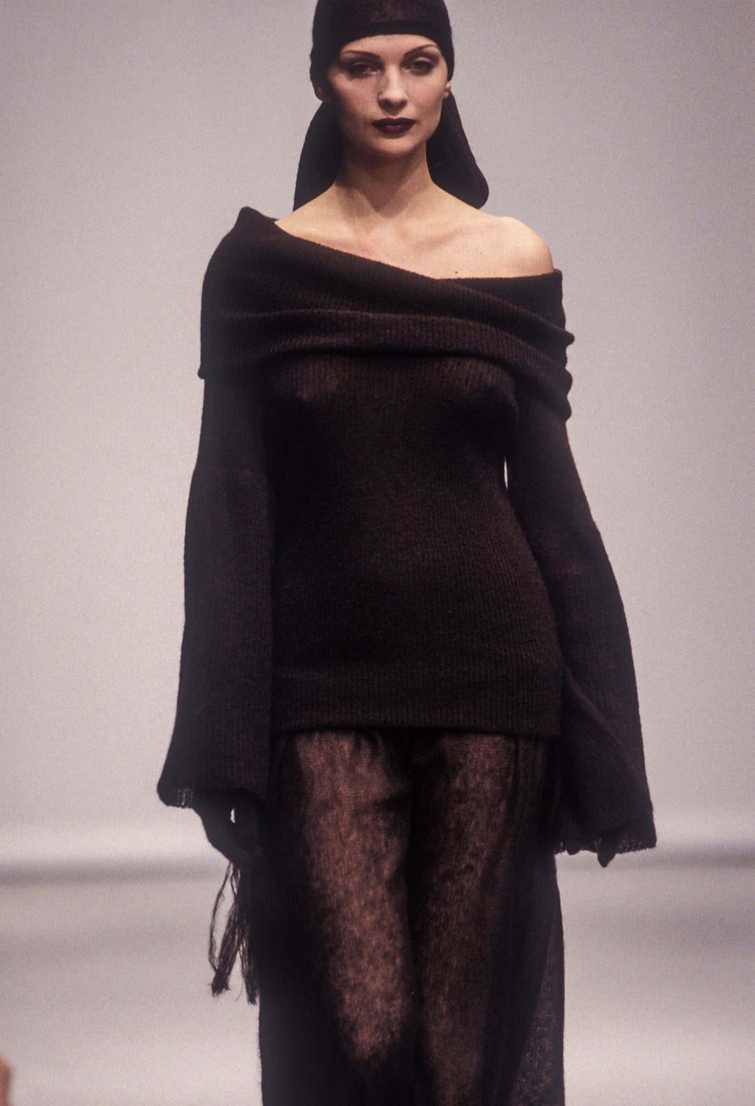 krizia off the shoulder knit with bell sleeves, a/w 1993