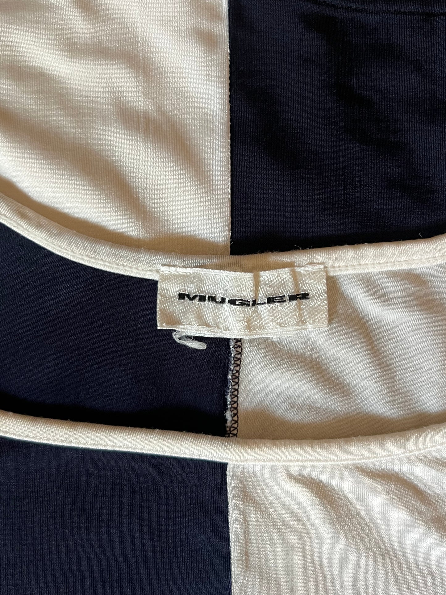 mugler patchwork 3/4 length sleeve top, 2000s