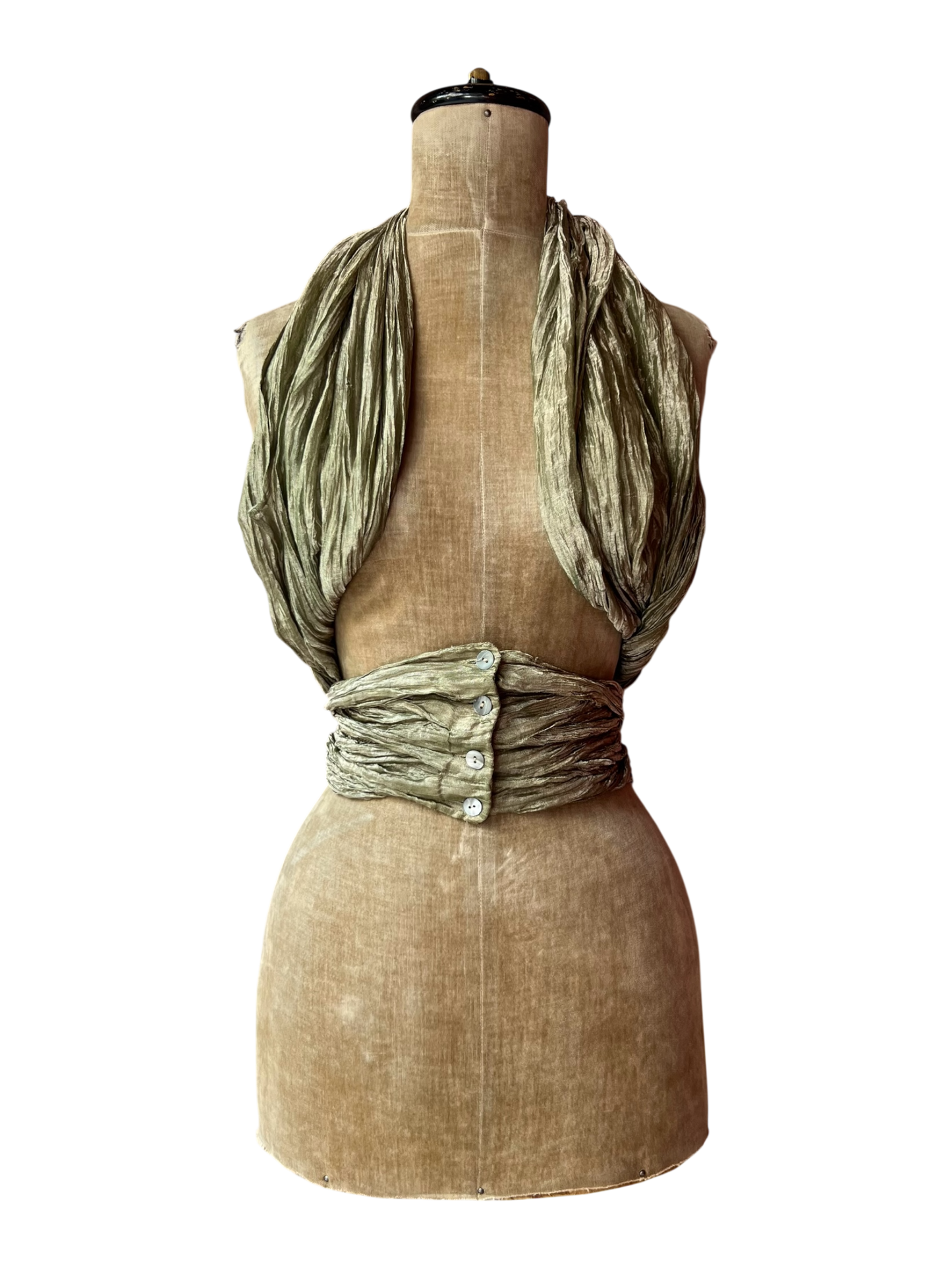 romeo gigli silk and metal plissé wrap top, s/s 1990