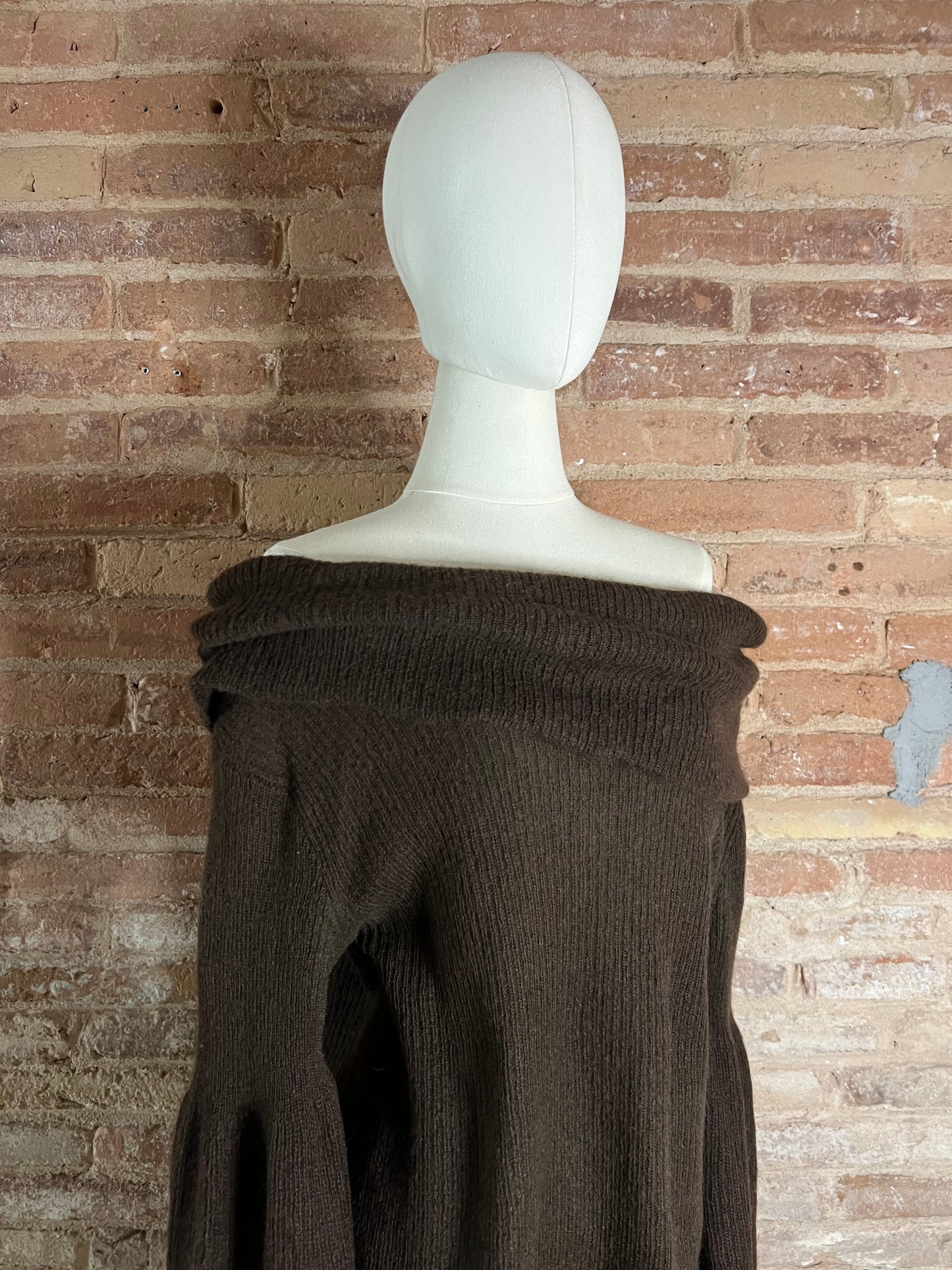 krizia off the shoulder knit with bell sleeves, a/w 1993