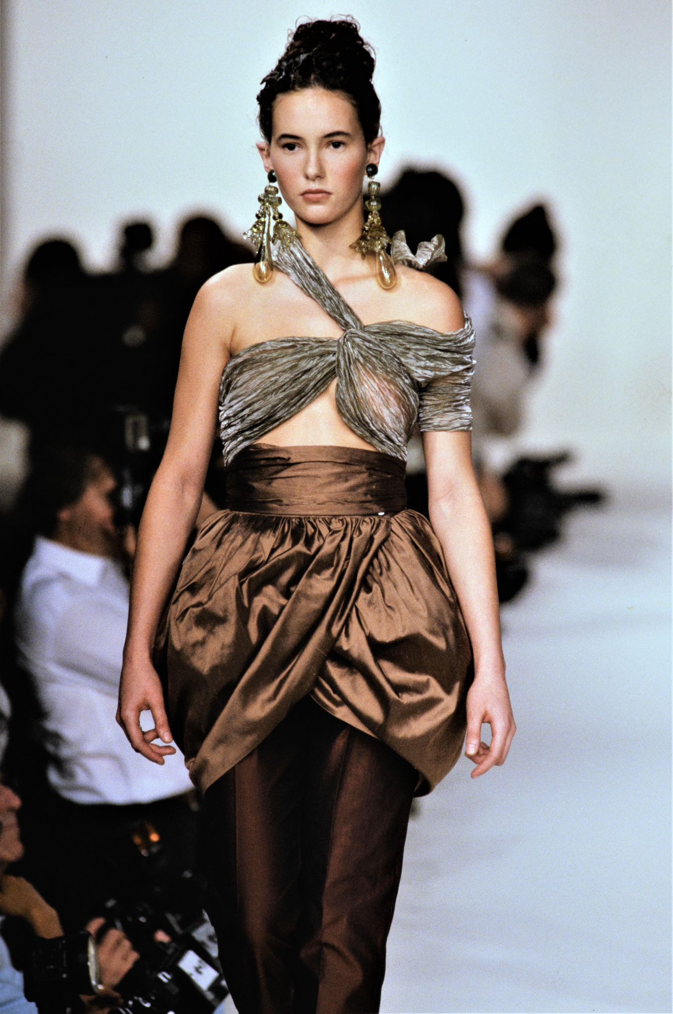 romeo gigli silk and metal plissé wrap top, s/s 1990