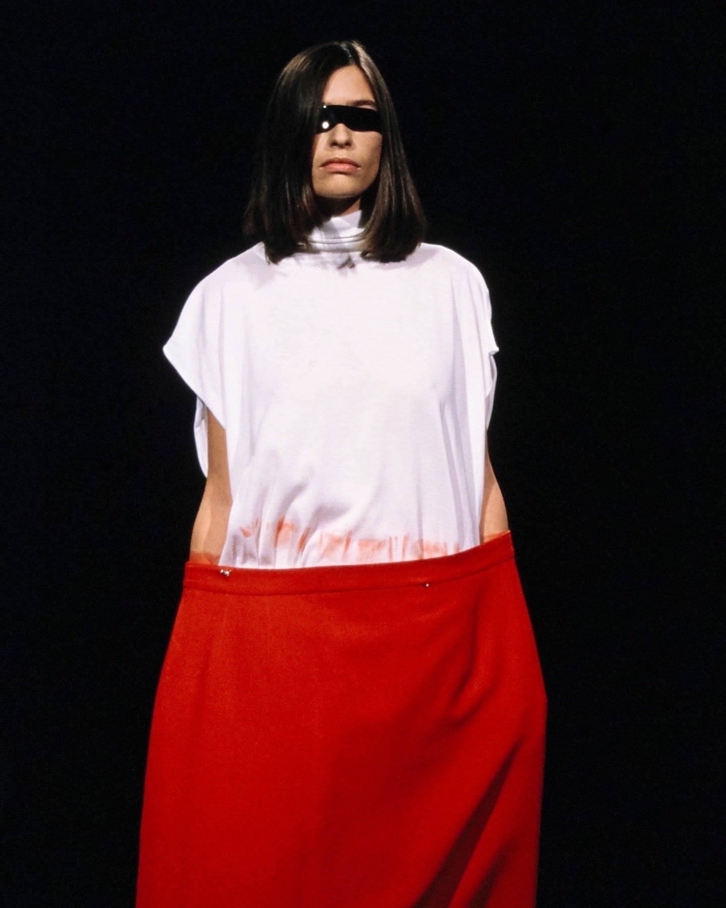 martin margiela oversized silk skirt with straps, s/s 2001