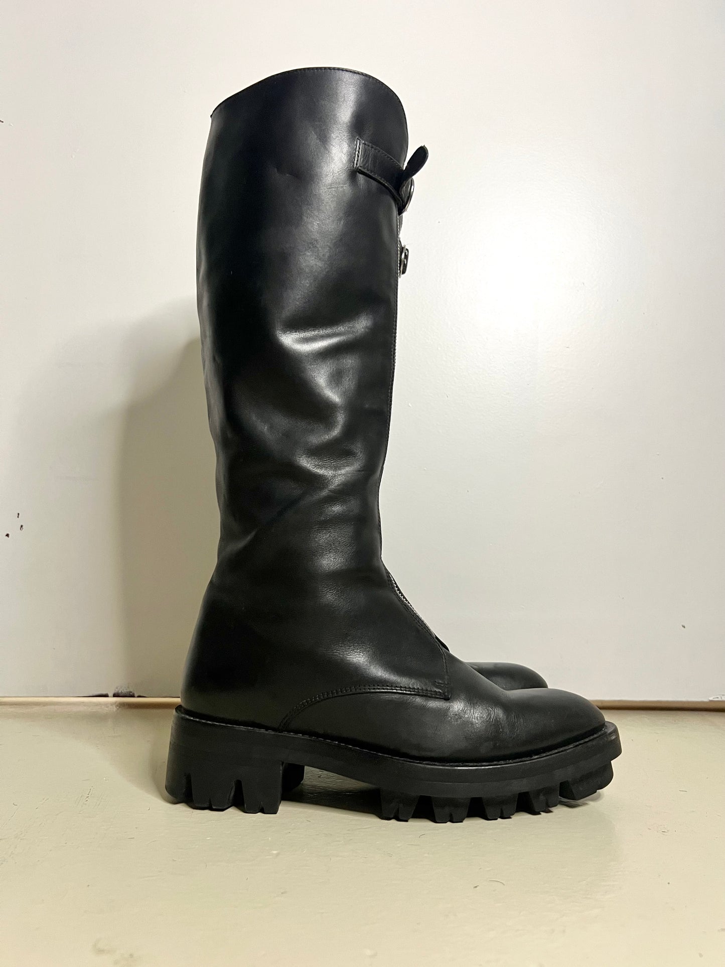 prada platformed lug sole riding boots, a/w 2013