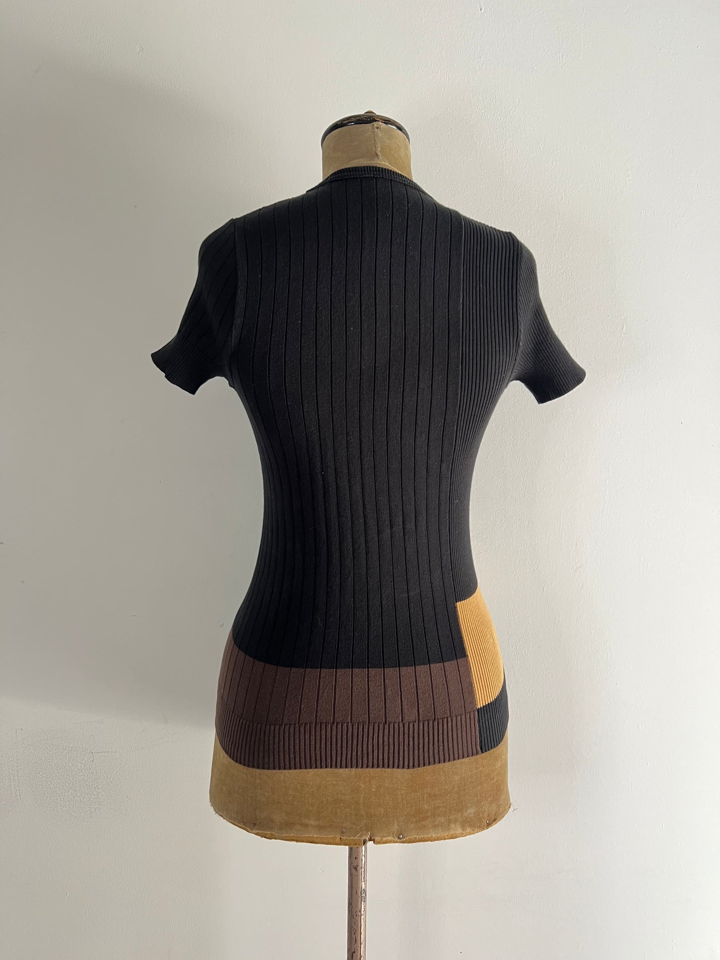 dirk bikkembergs color-blocked short sleeve knit, 1990s