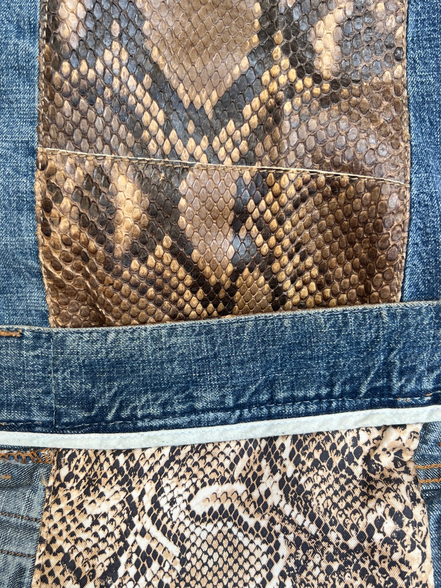 dolce & gabbana genuine python and denim trousers, s/s 2005