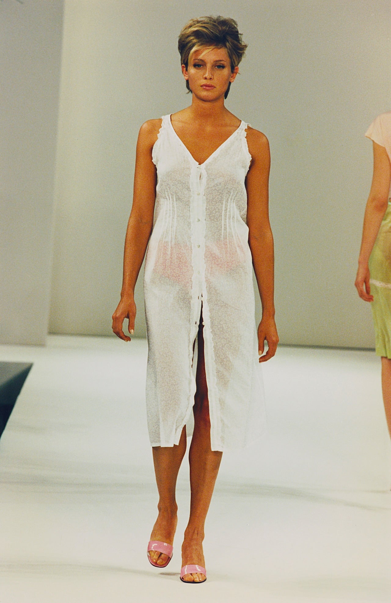 miu miu sheer floral waistcoat or dress, s/s 1995
