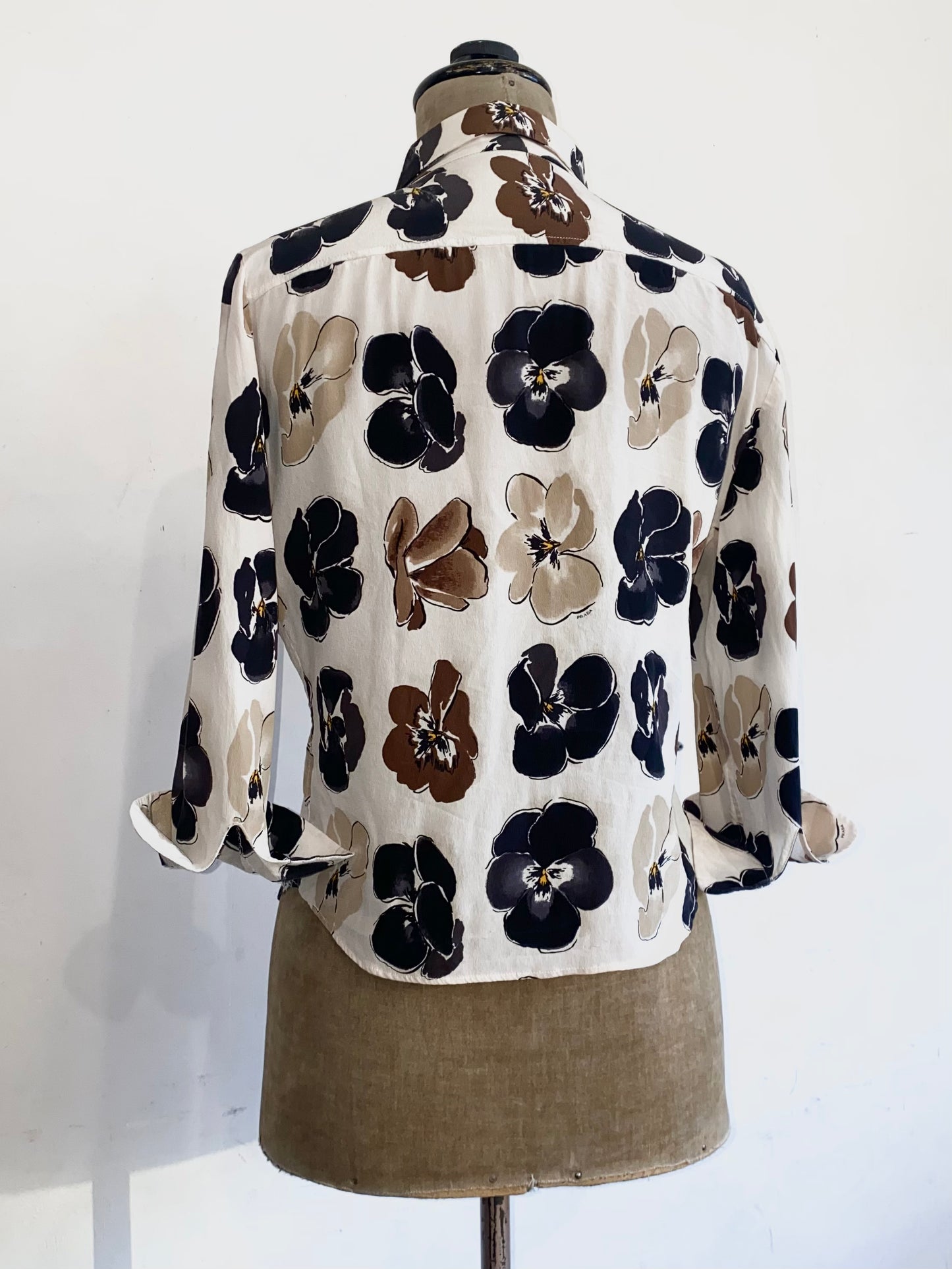 prada poppy print blouse in silk, f/w 2000