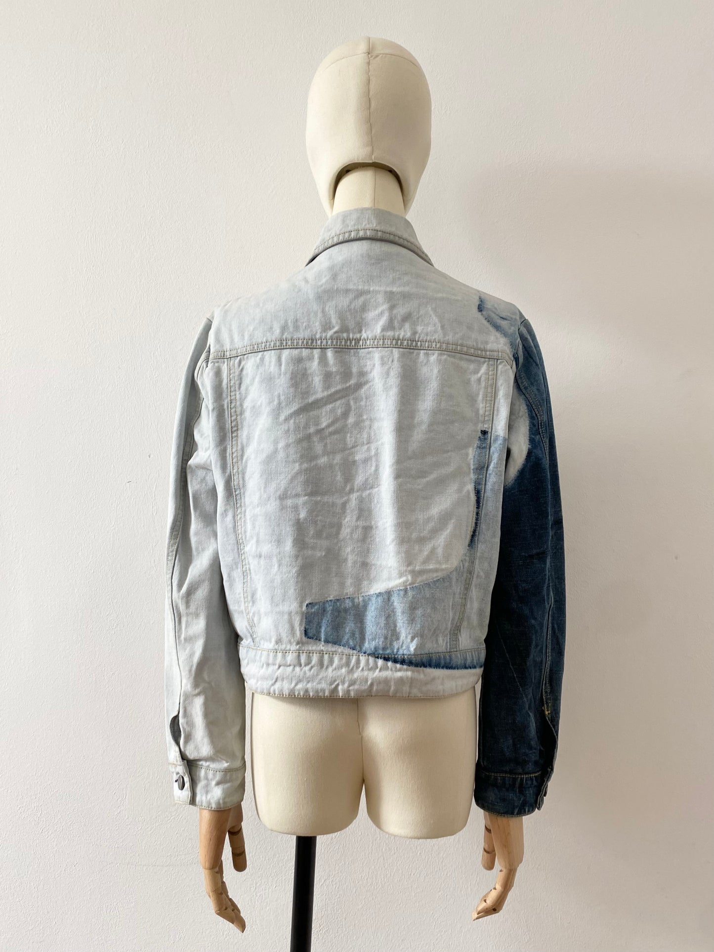 hussein chalayan irregularly dyed denim jacket, s/s 2001