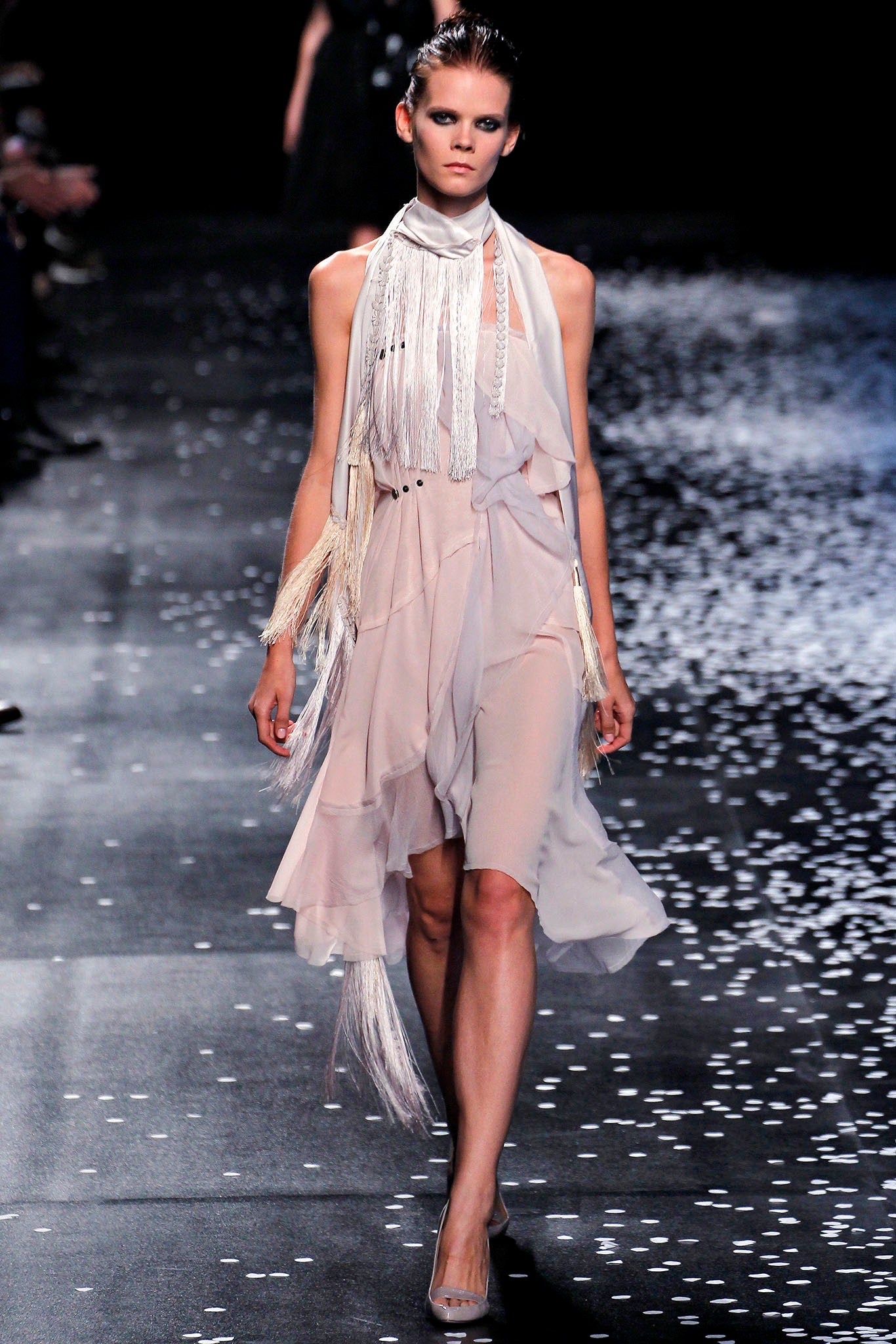 nina ricci draped silk chiffon bias cut dress, s/s 2013