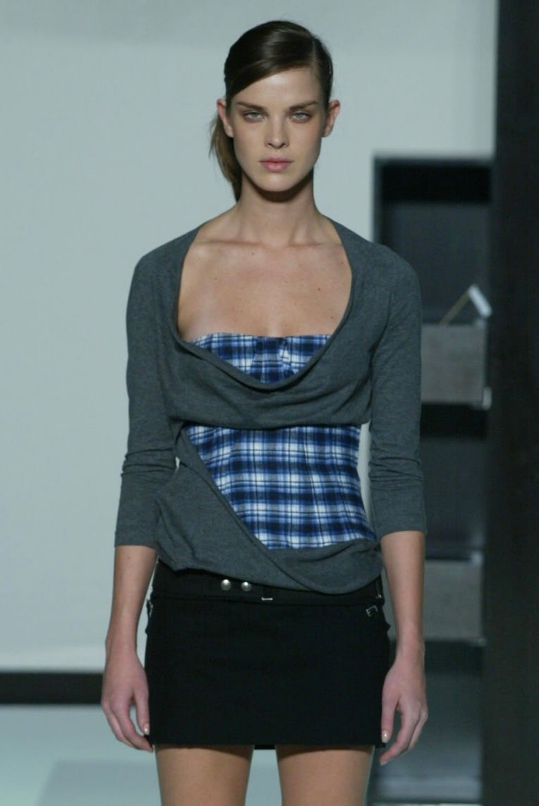 hussein chalayan tartan blouse with built in bustier, f/w 2003