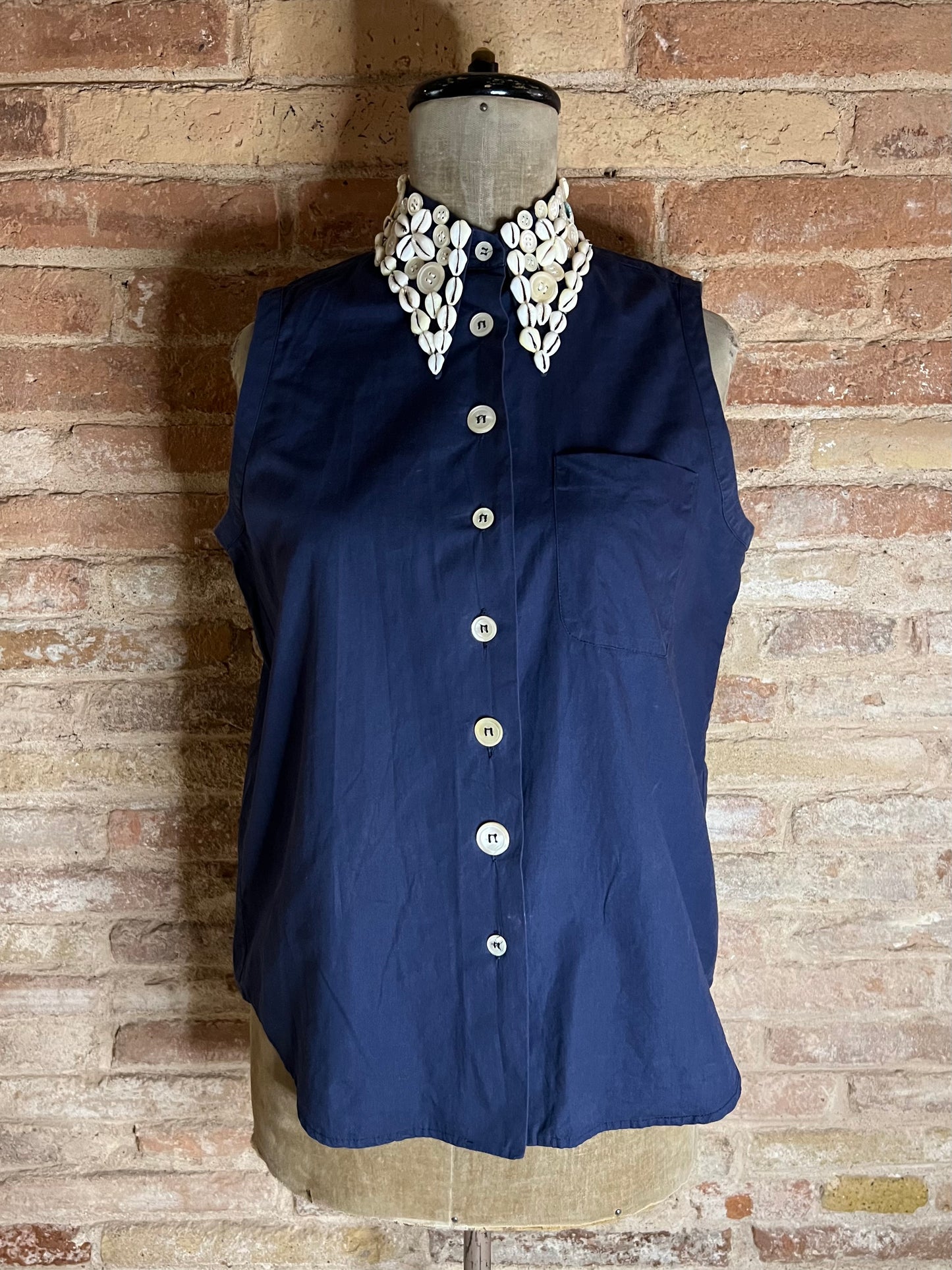 romeo gigli cowrie shell and button embroidered shirt, s/s 1995