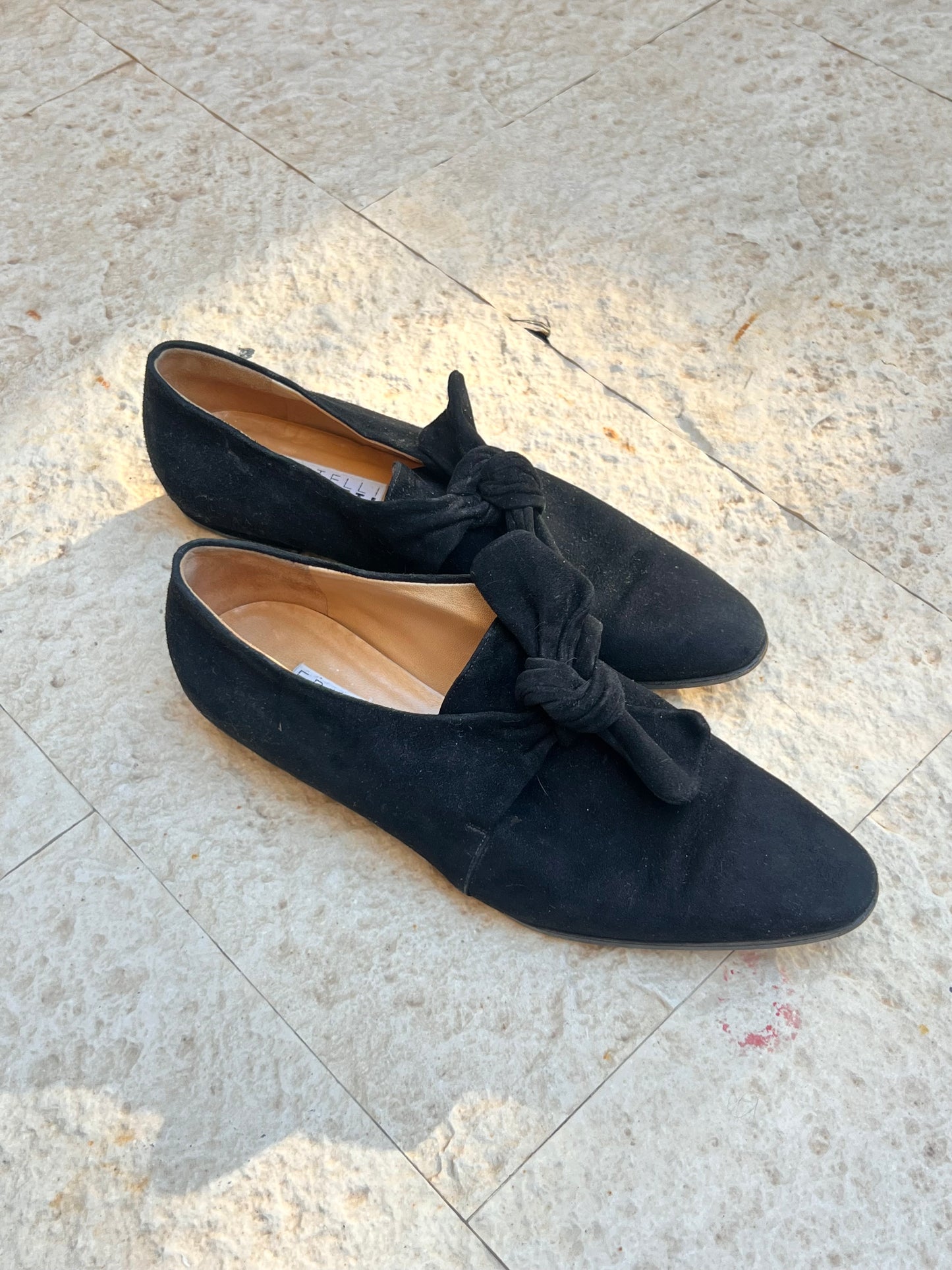 vintage gigli-inspired knotted suede loafers, 1980s