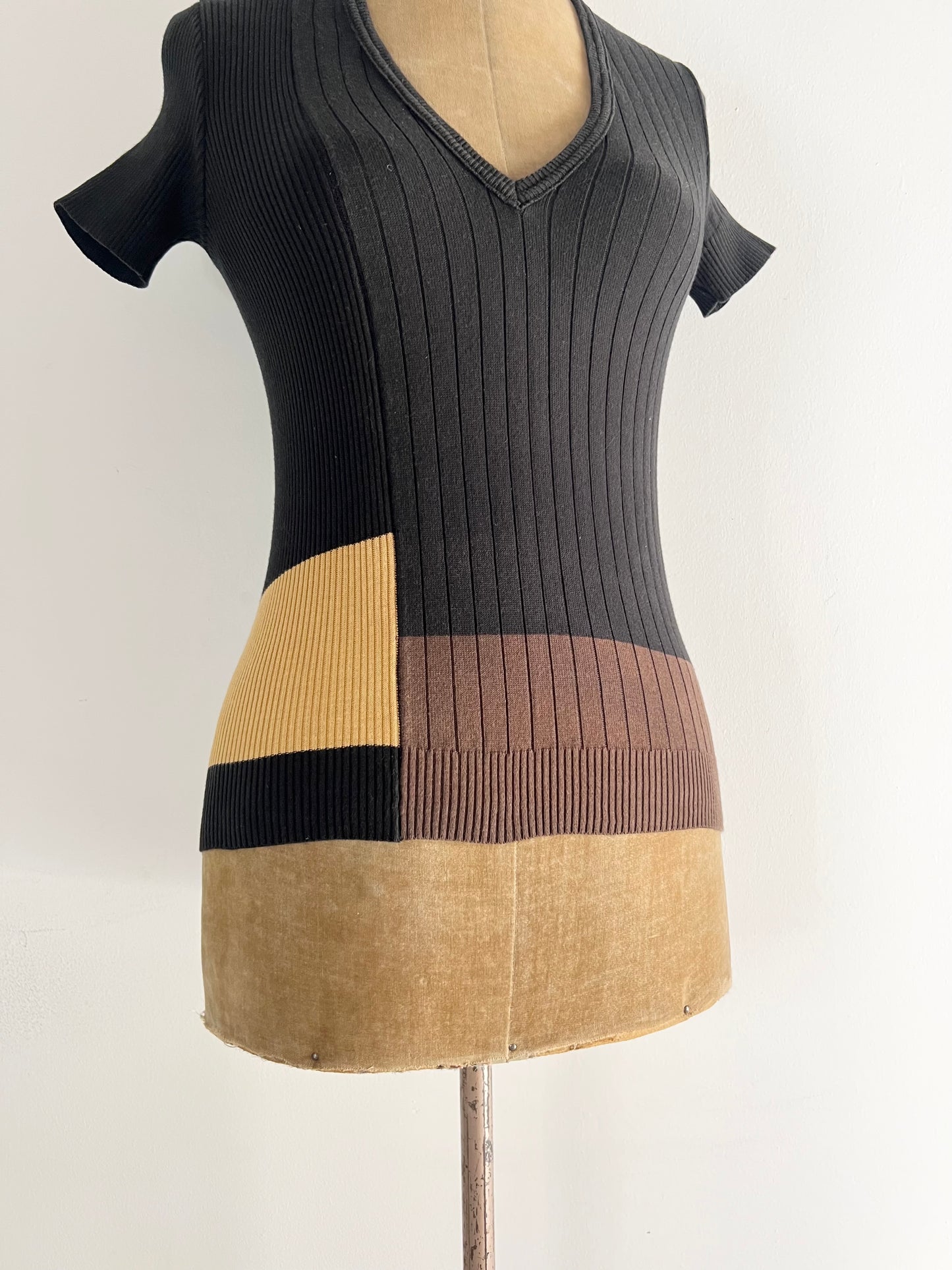 dirk bikkembergs color-blocked short sleeve knit, 1990s