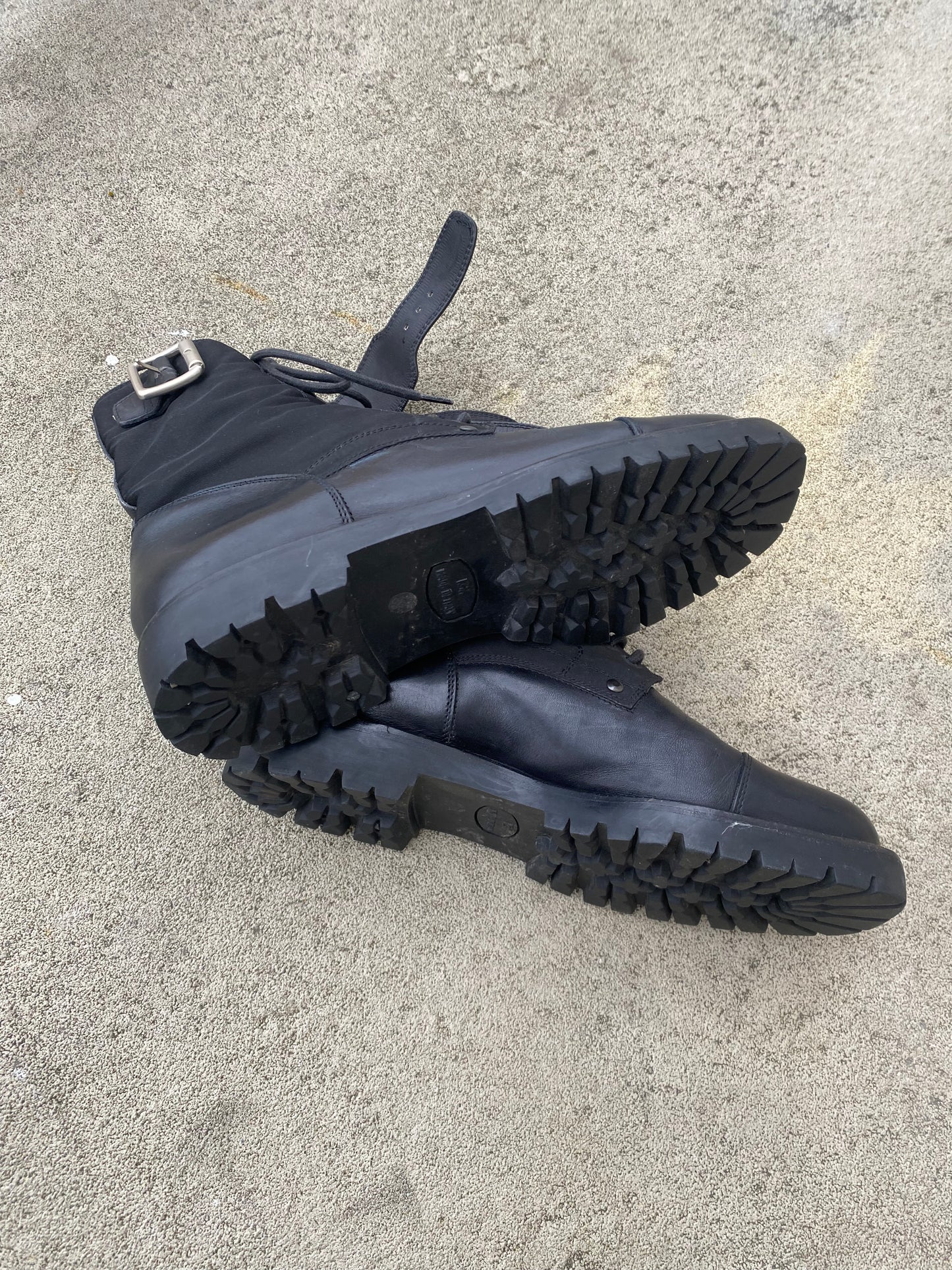 prada nylon and leather lug sole combat boots, f/w 1993