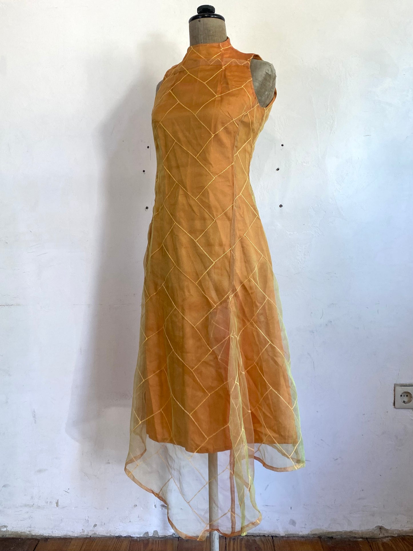 amaya arzuaga high-neck double layered dress, mid-late 90s