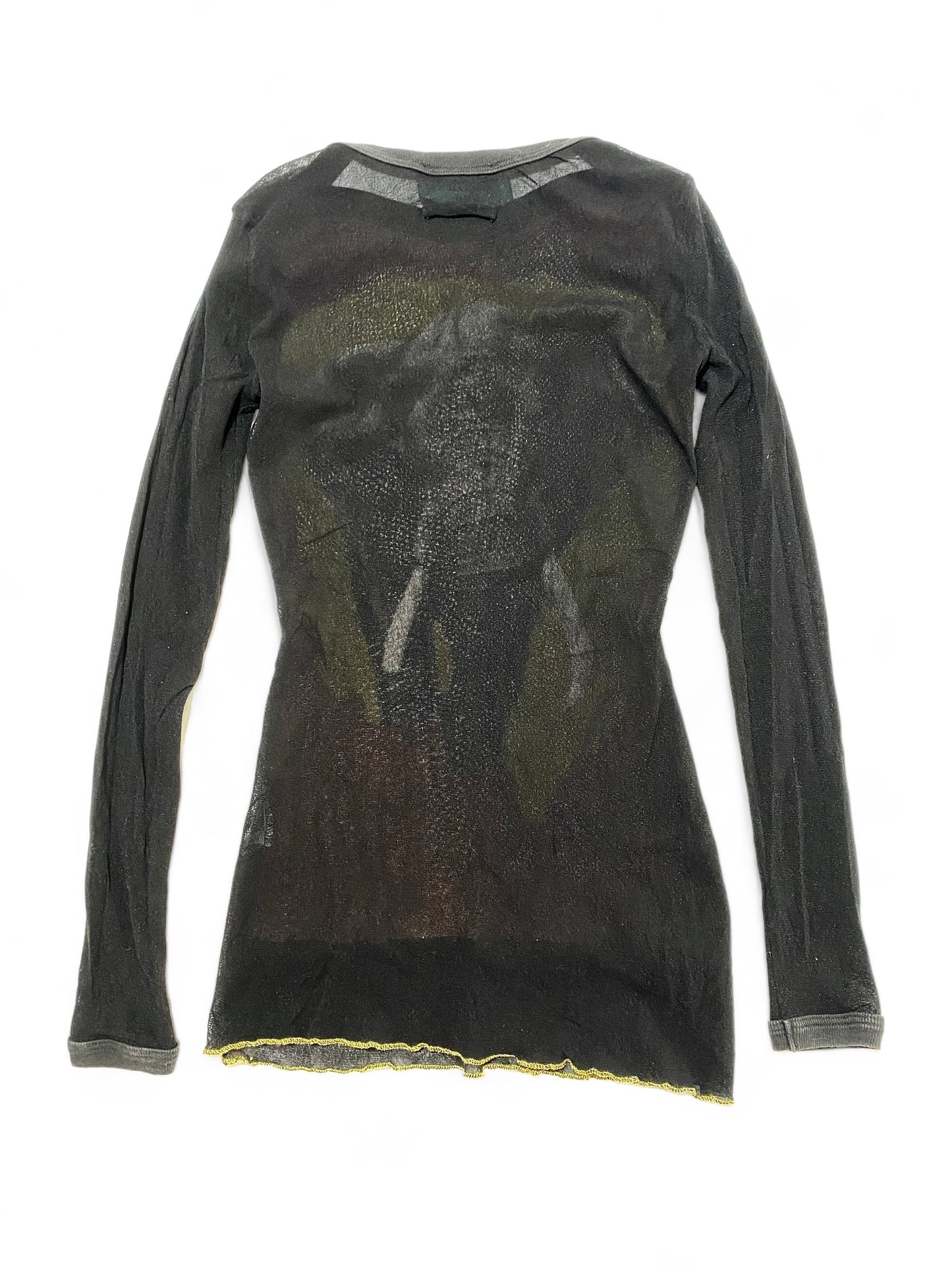 jean-paul gaultier elephant print longsleeve mesh top, s/s 1996 "cyberbaba"