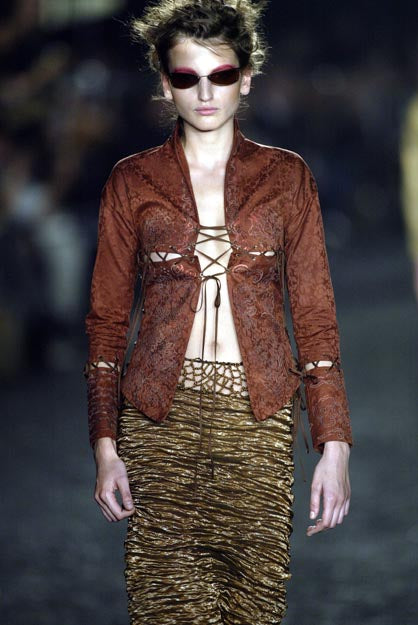 romeo gigli corset style laced poplin shirt, s/s 2001