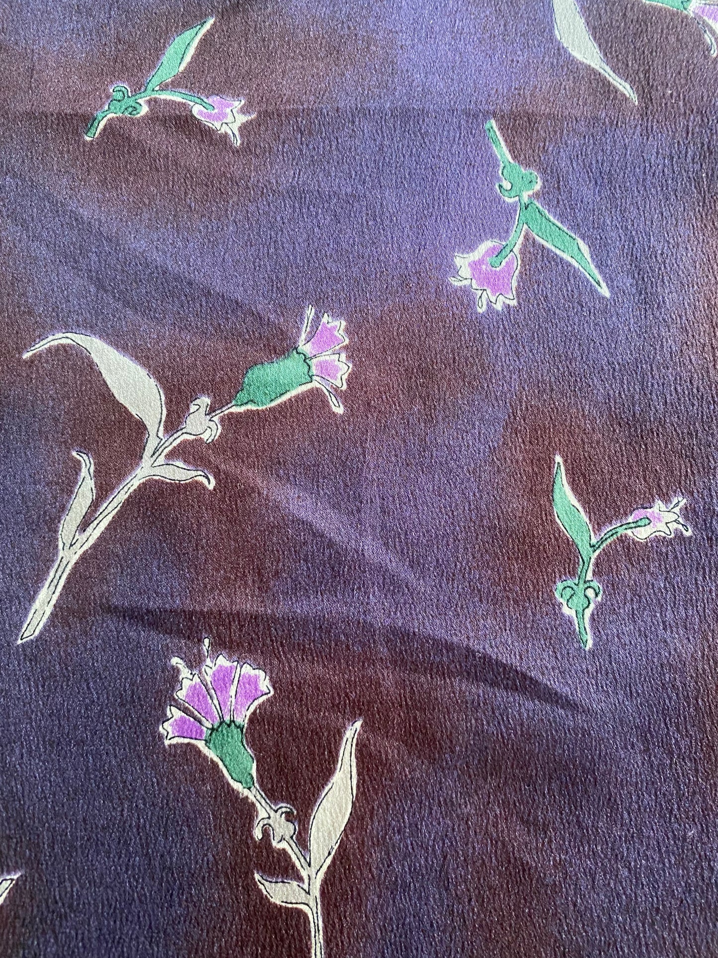 prada silk floral print skirt in aubergine, f/w 1997