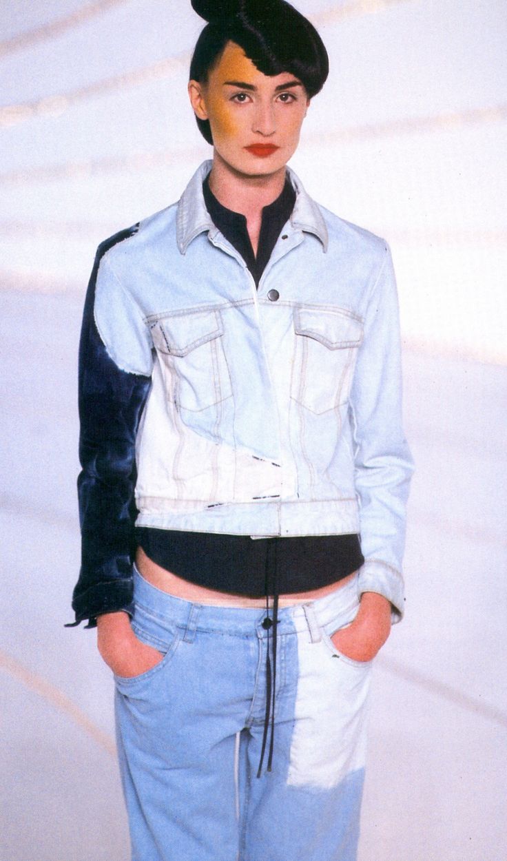 hussein chalayan irregularly dyed denim jacket, s/s 2001