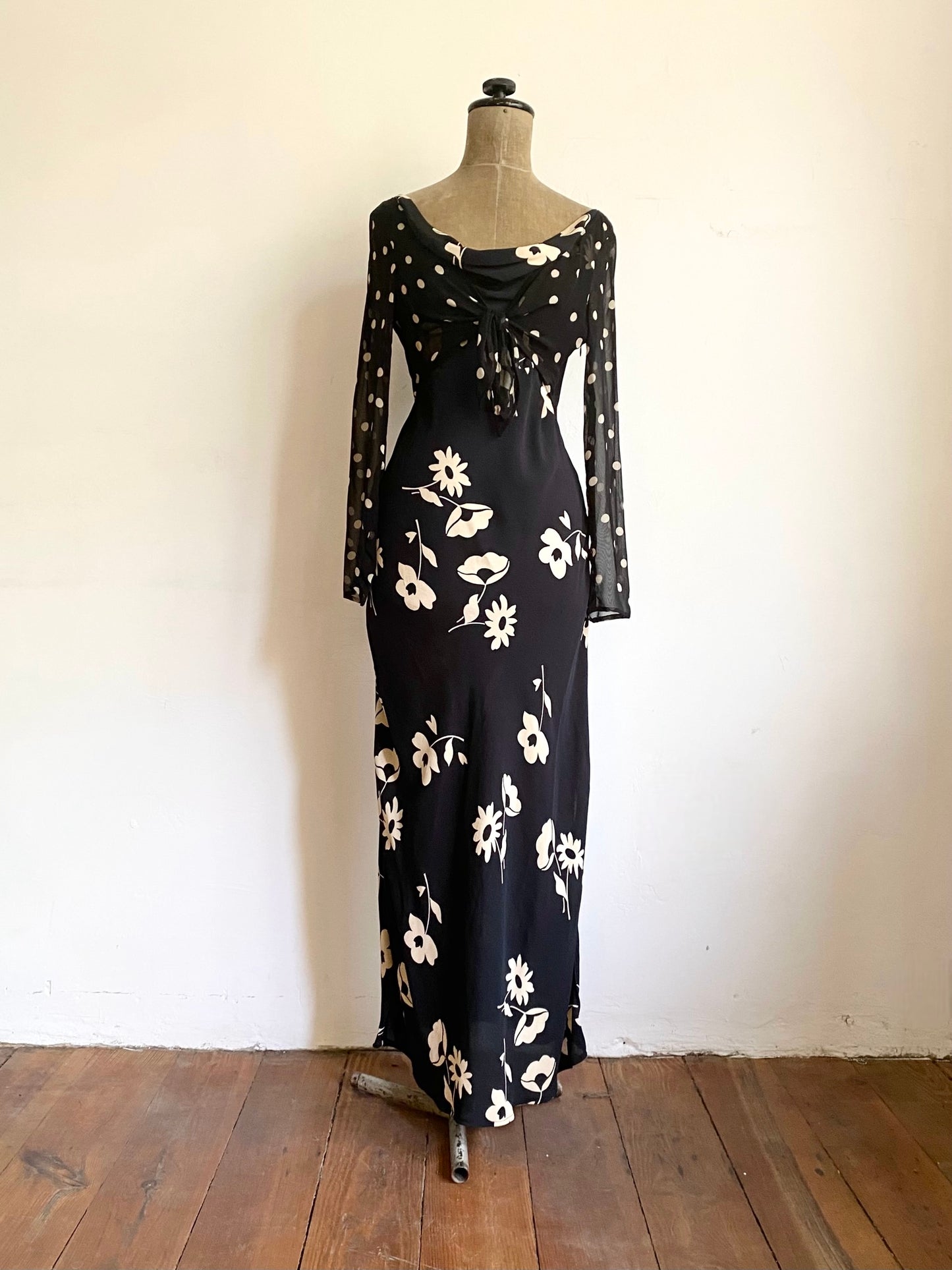 lolita lempicka floral and polka dot maxi dress, s/s 1997