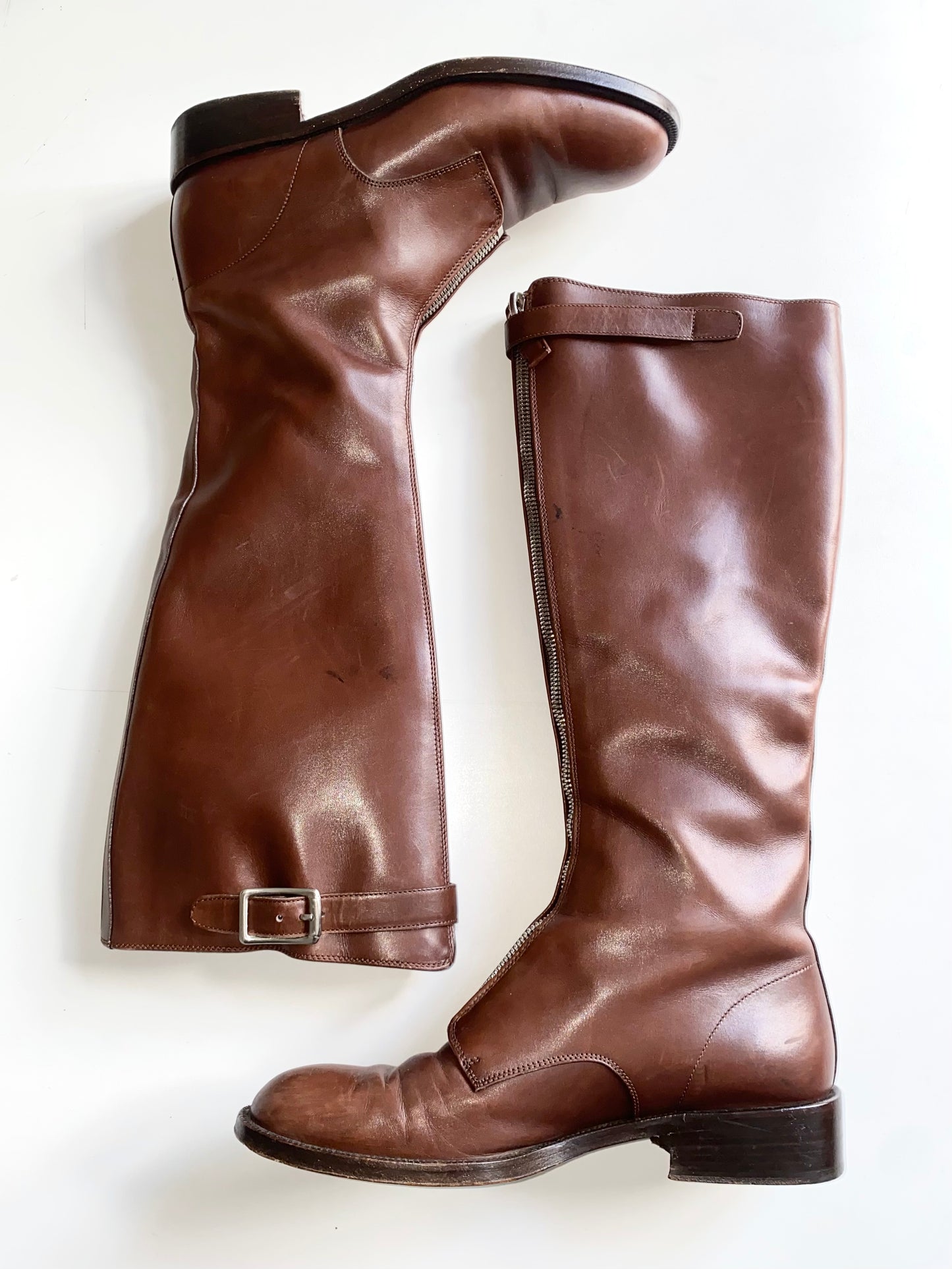 prada front zip riding boots, f/w 1994