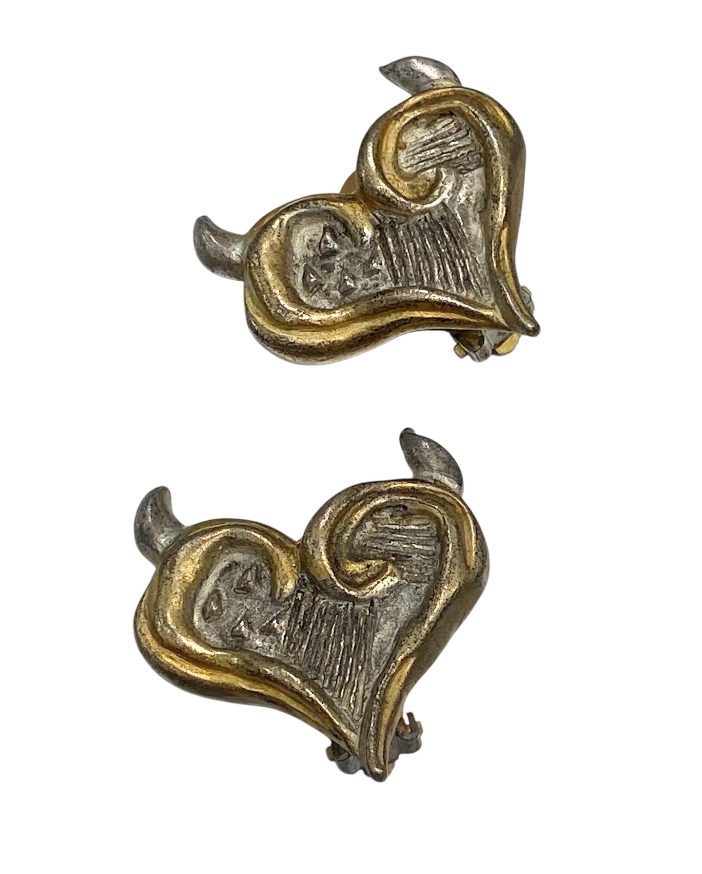 christian lacroix “horned-heart” clip on earrings, 1990s