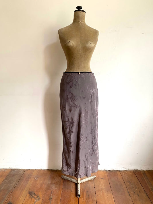 voyage bias cut maxi skirt in silk, 1990s