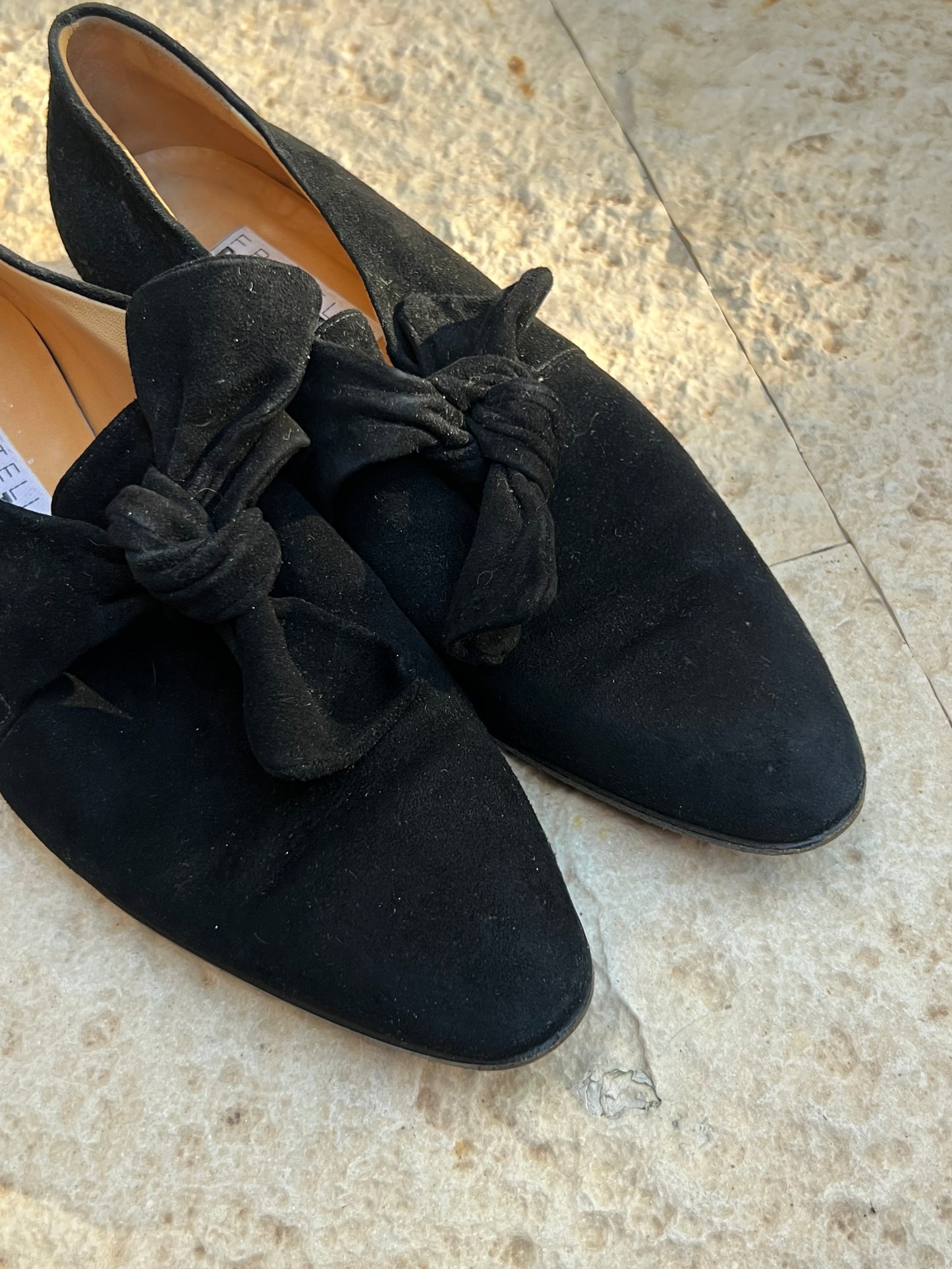 vintage gigli-inspired knotted suede loafers, 1980s