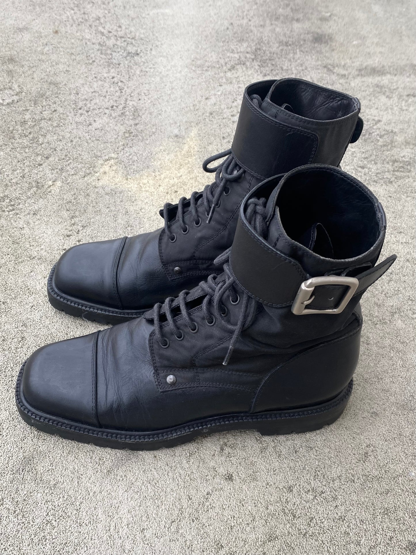 prada nylon and leather lug sole combat boots, f/w 1993