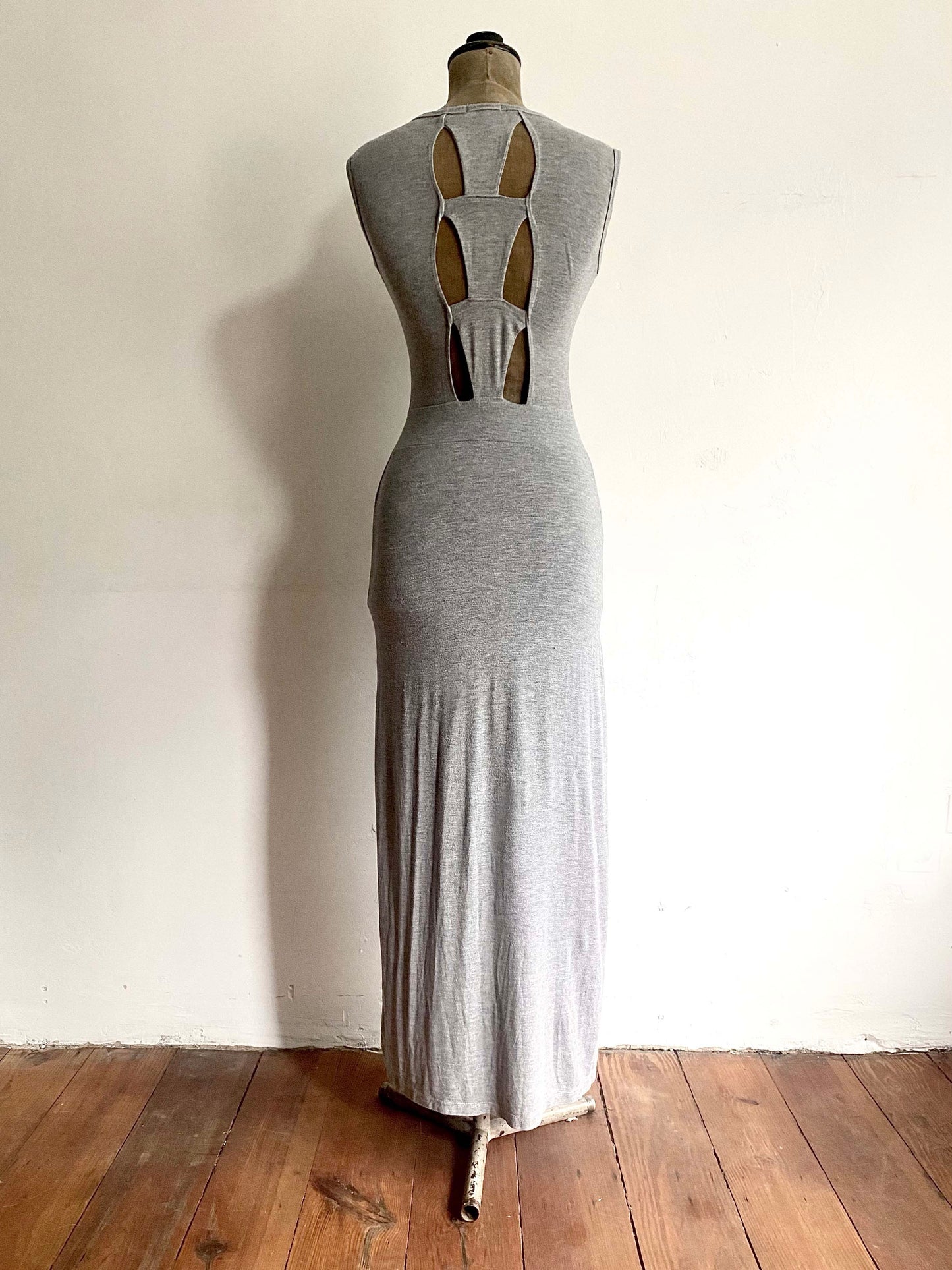 michiko koshino spinal cutout maxi dress, 1990s